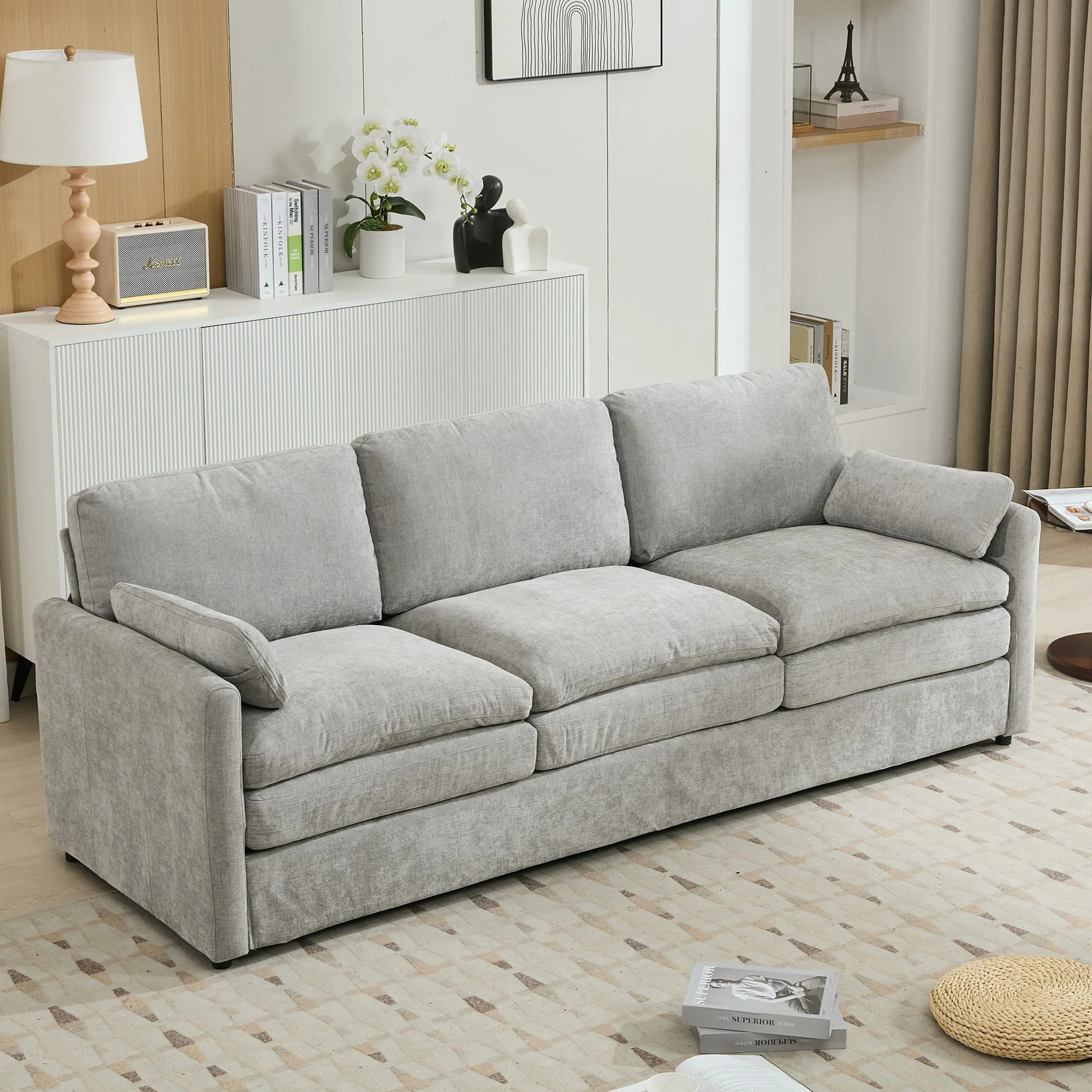 Cozy Upholstered 3 Seater Sofa With Double Cushion - Image 9