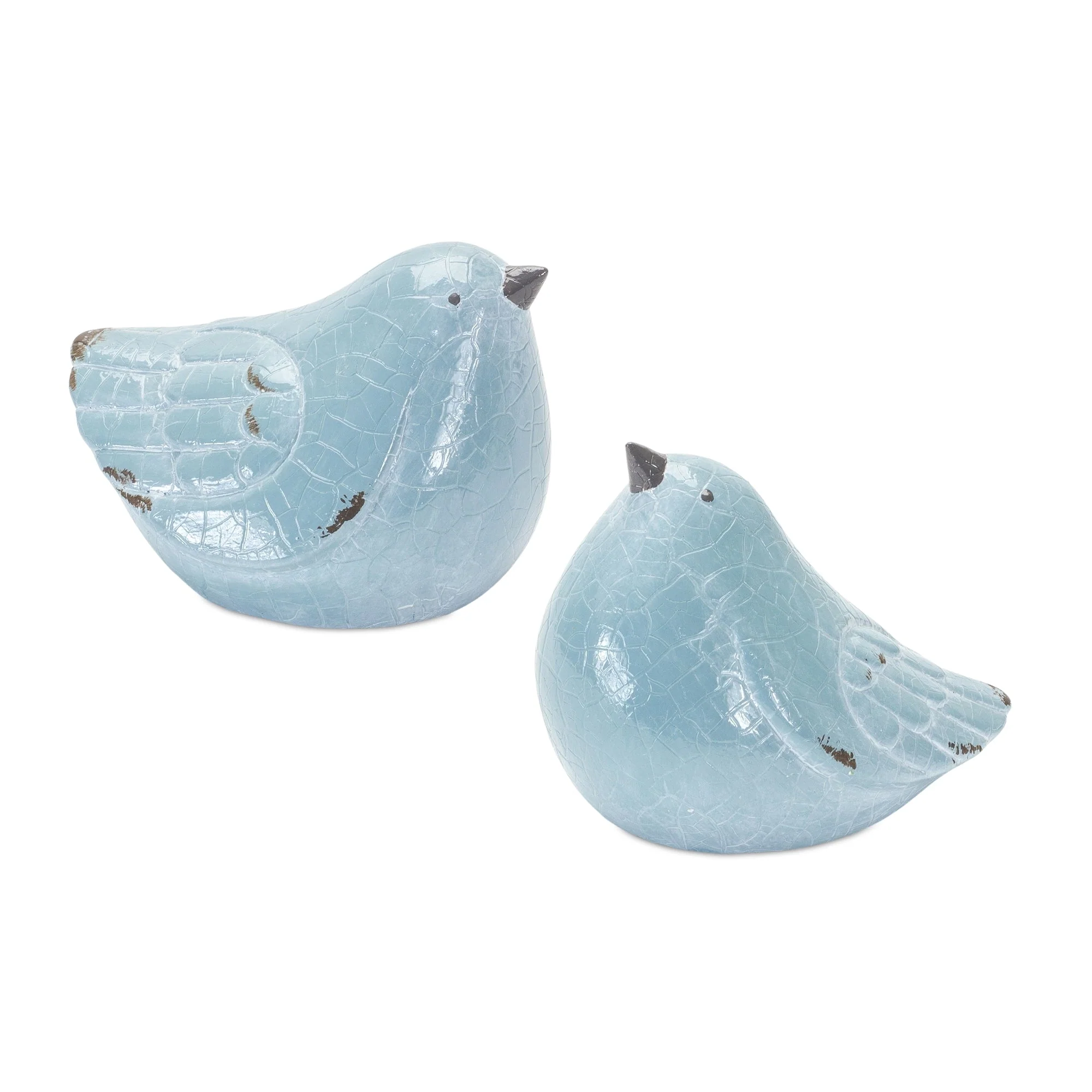 Cracked Terra Cotta Bird Figurine with Distressed Finish (Set of 4) - Image 2