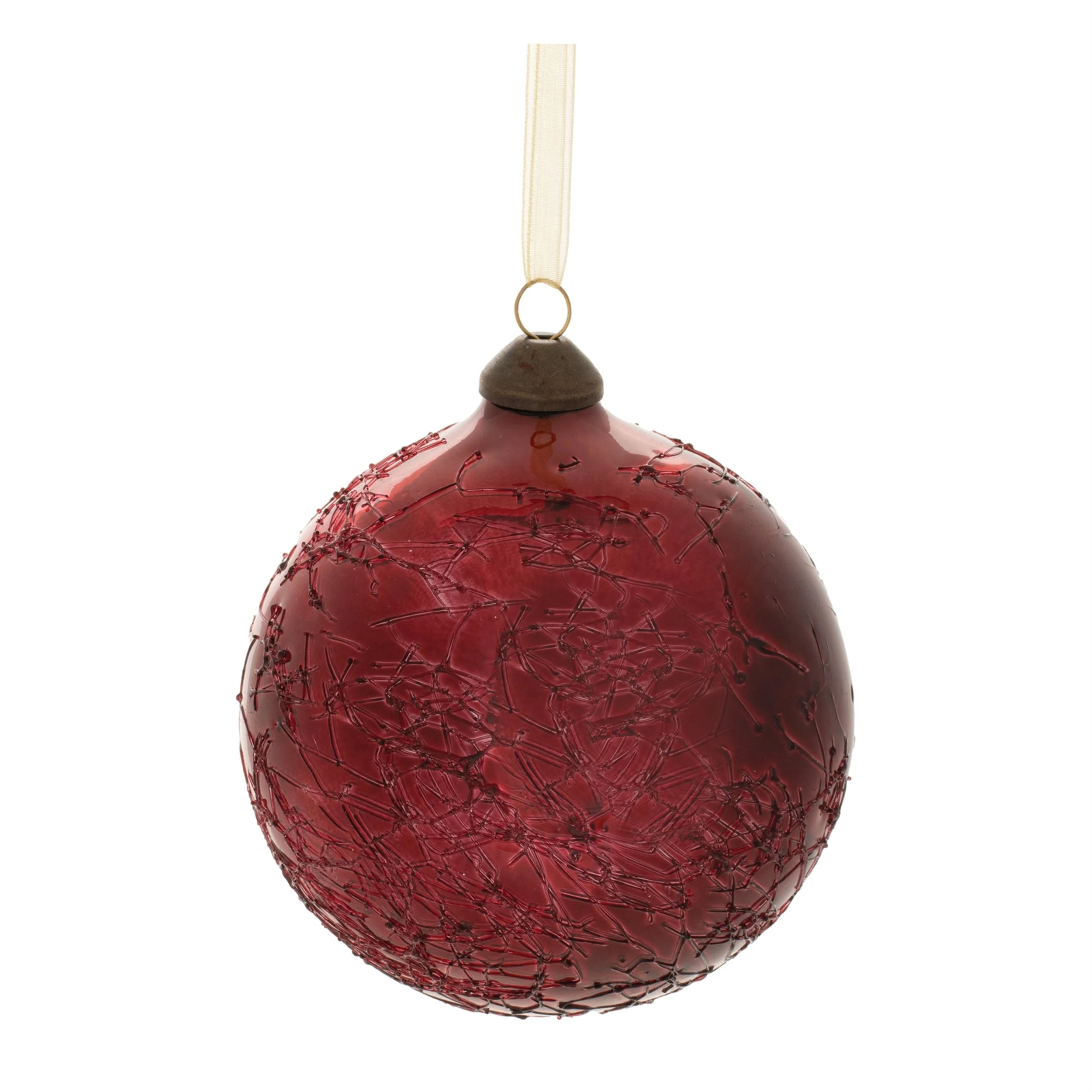 Crackled glass ball ornament (set of 4) - Image 4