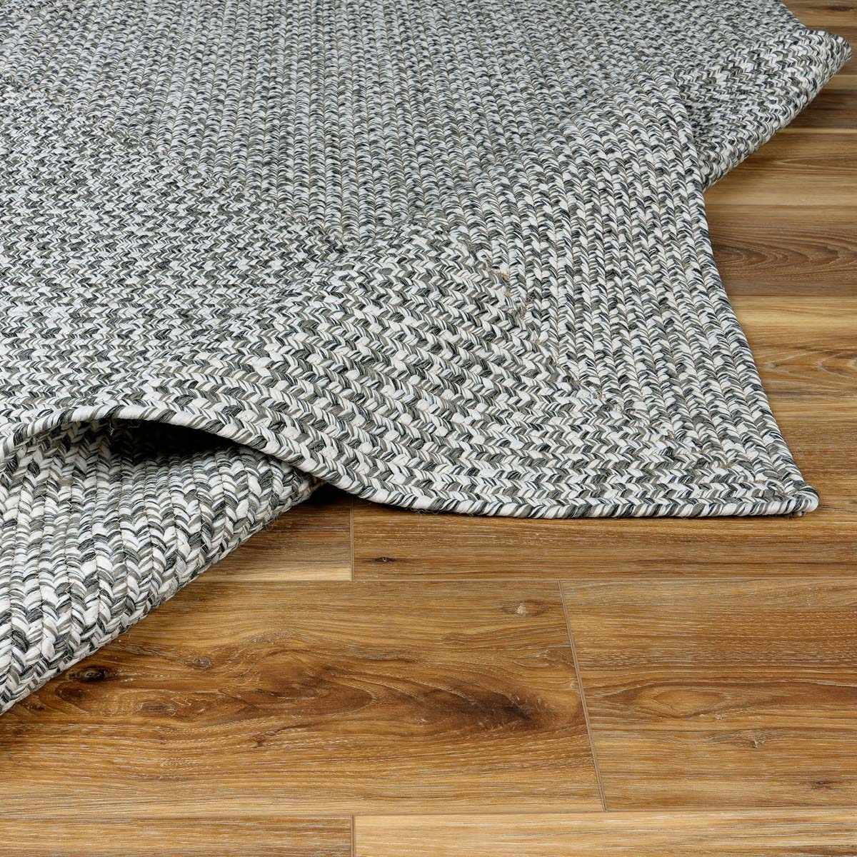 Cream Charcoal Braided Faux Jute Rug - Image 3