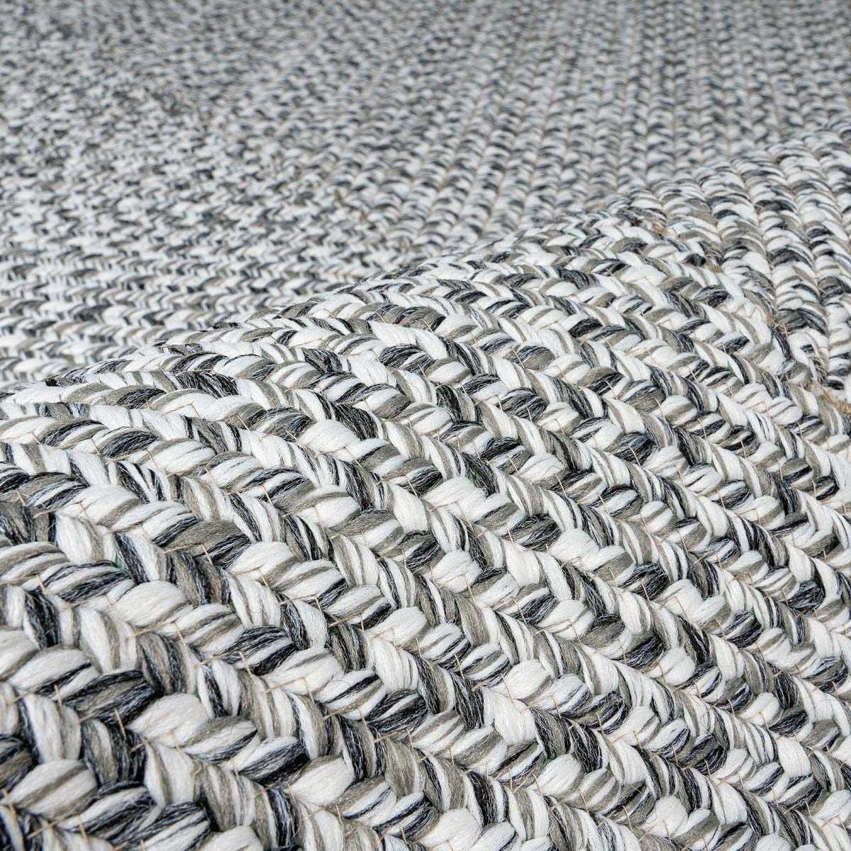 Cream Charcoal Braided Faux Jute Rug - Image 5