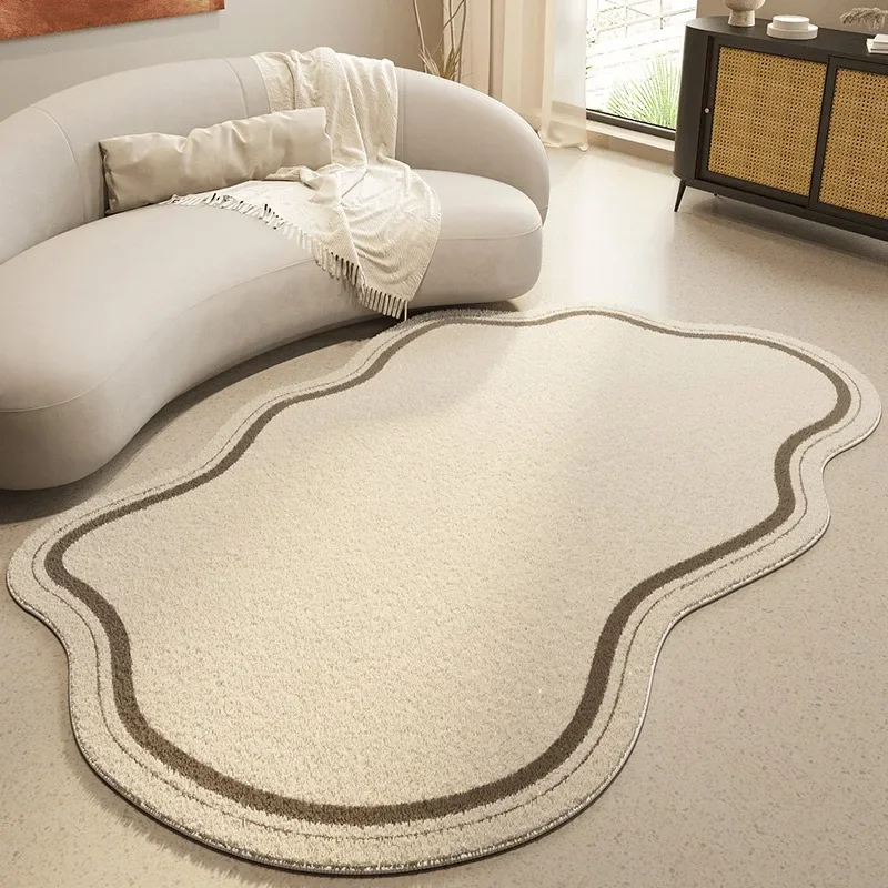 Cream Irregular Area Rug Non Slip Modern Nordic Wave Floor Mat - Image 3