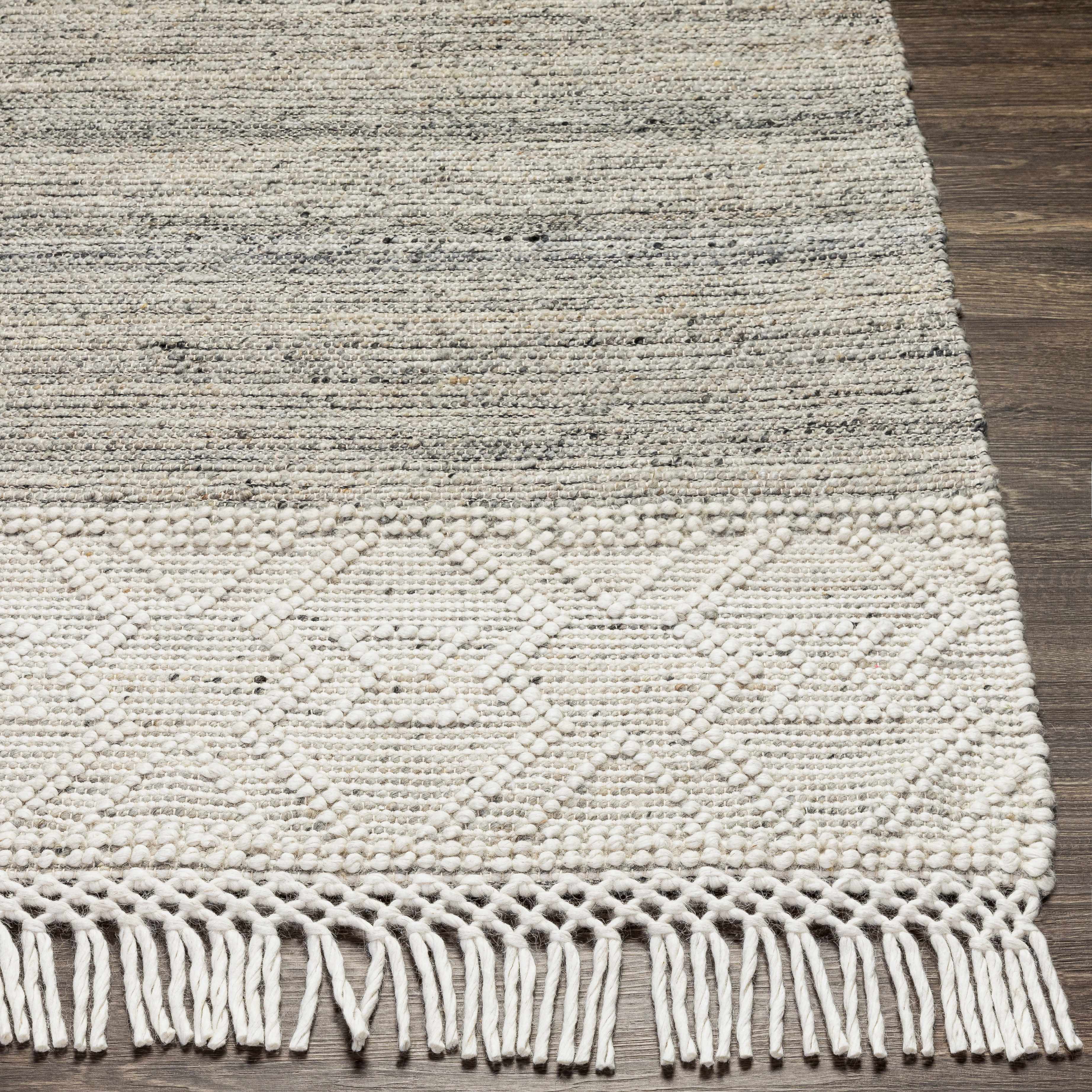 Cream Magnaga Wool Blend Braided Tassel Area Rug - Clearance - Image 5