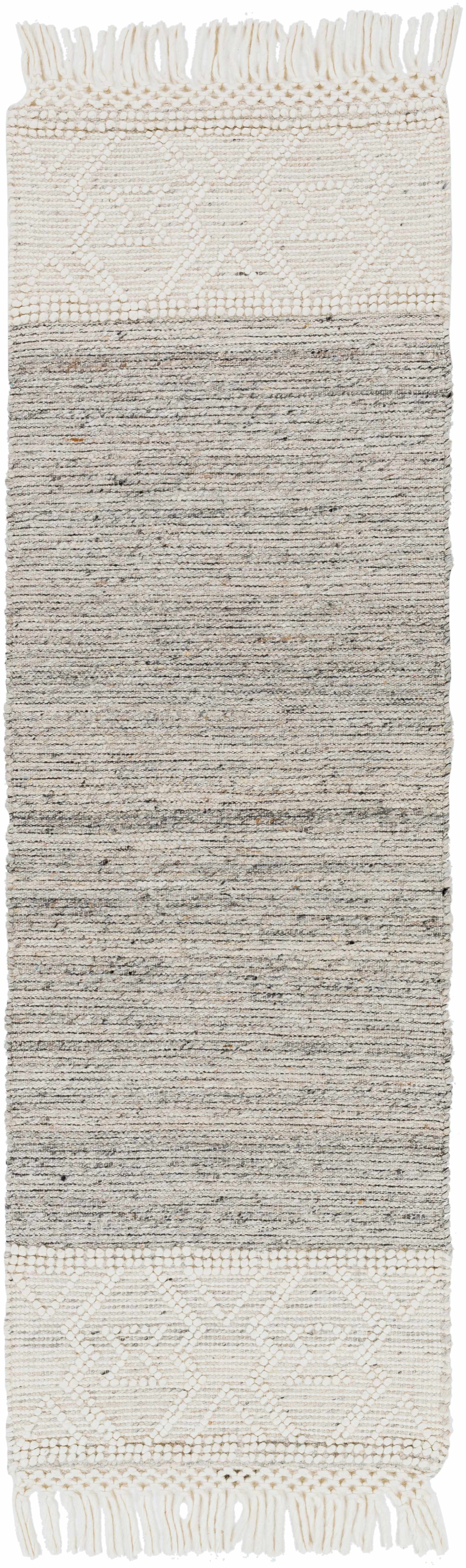 Cream Magnaga Wool Blend Braided Tassel Area Rug - Clearance - Image 9