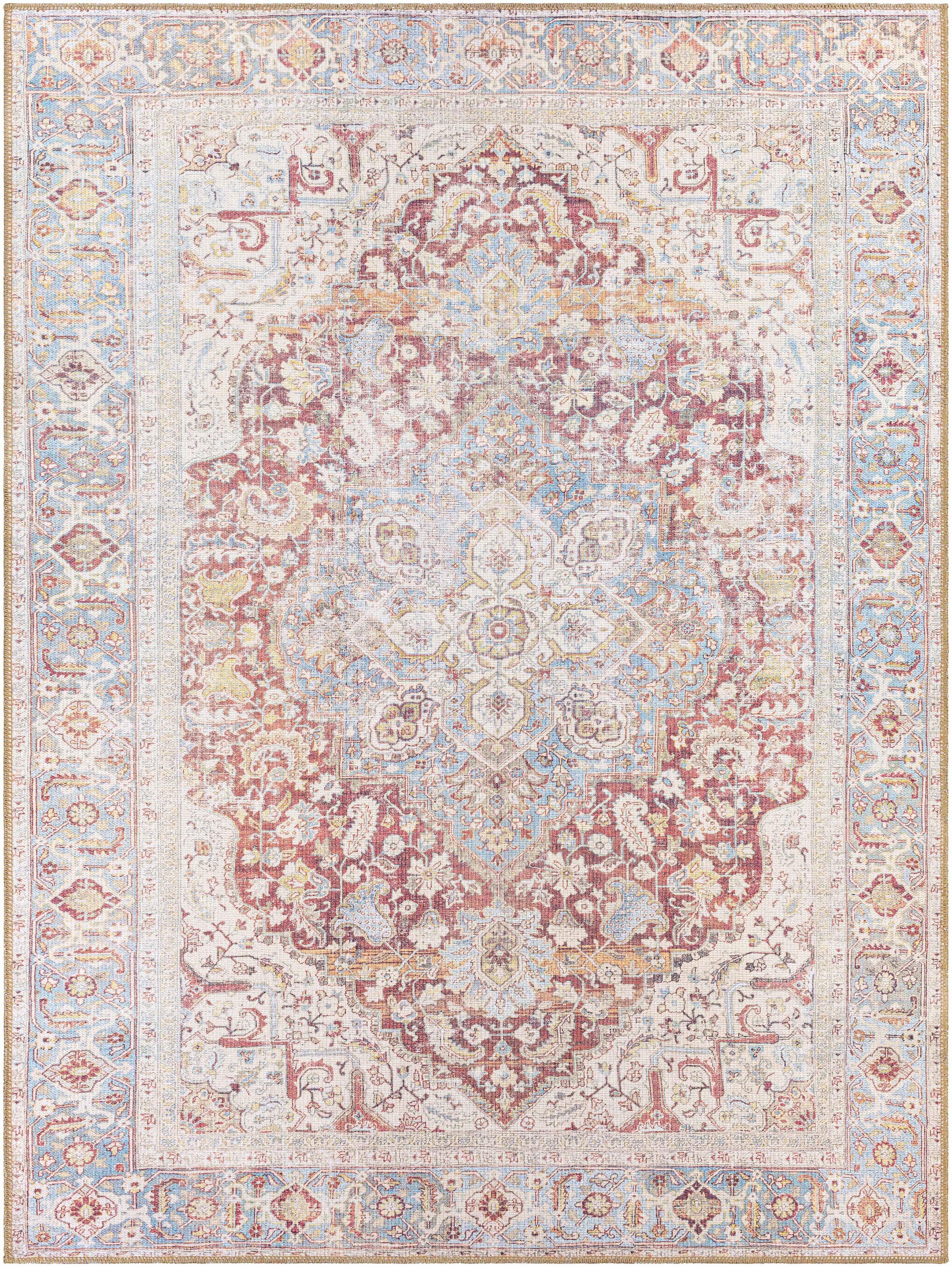 Cream Rust Leeston Washable Rug - Clearance - Image 10