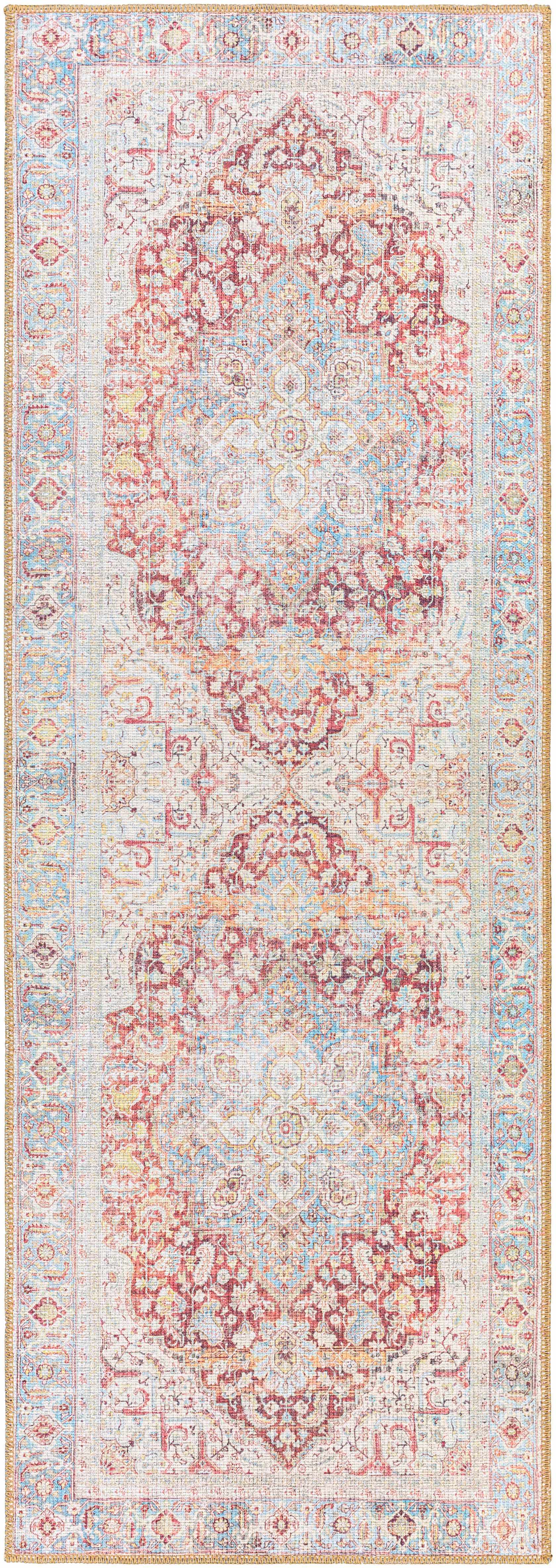 Cream Rust Leeston Washable Rug - Clearance - Image 11