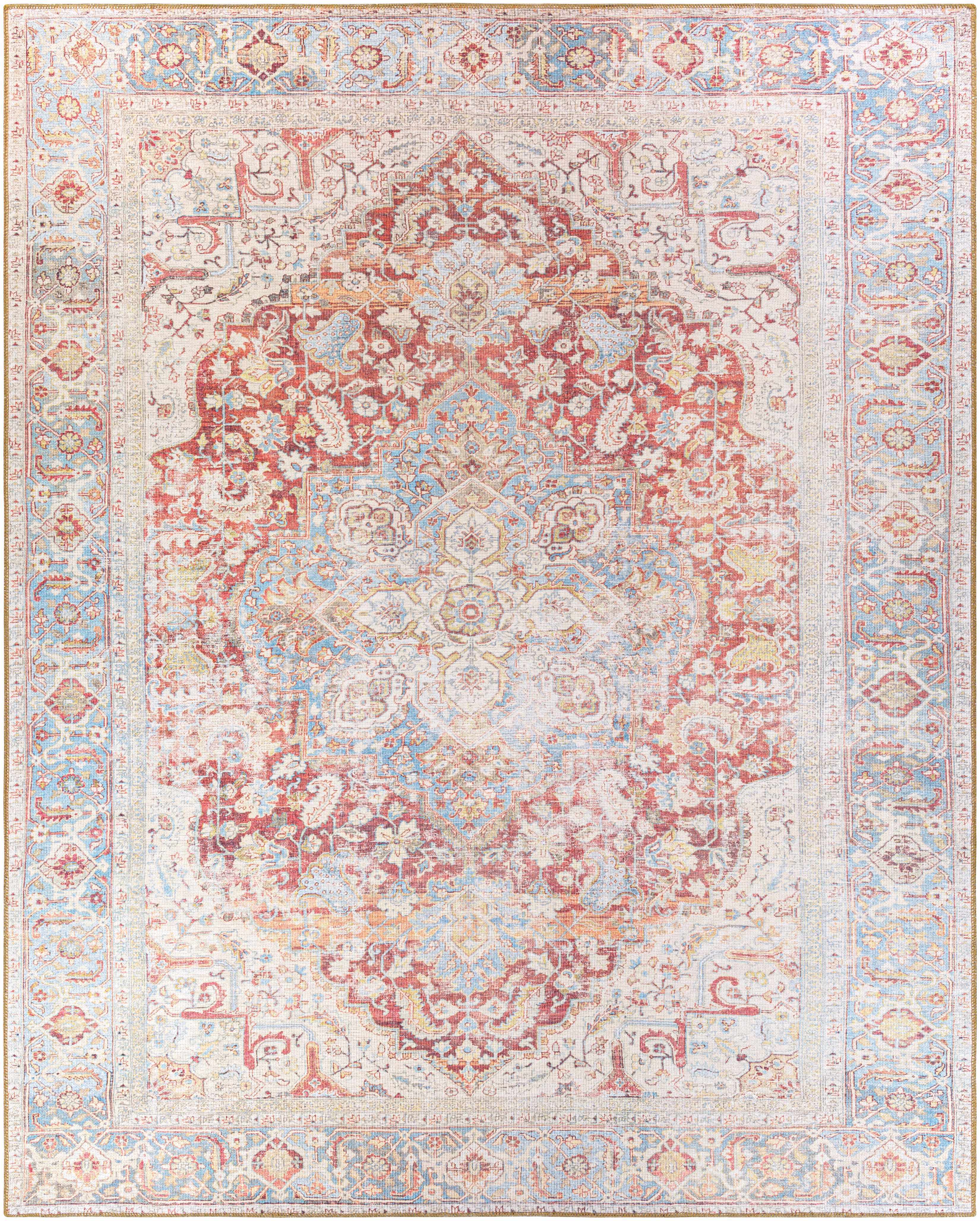 Cream Rust Leeston Washable Rug - Clearance - Image 14