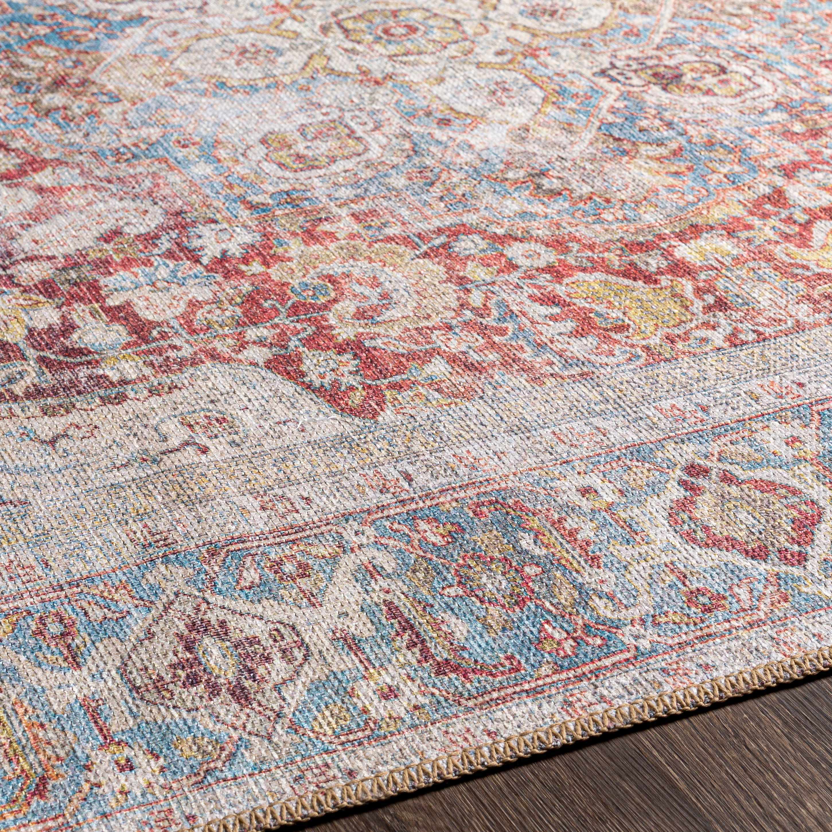 Cream Rust Leeston Washable Rug - Clearance - Image 17
