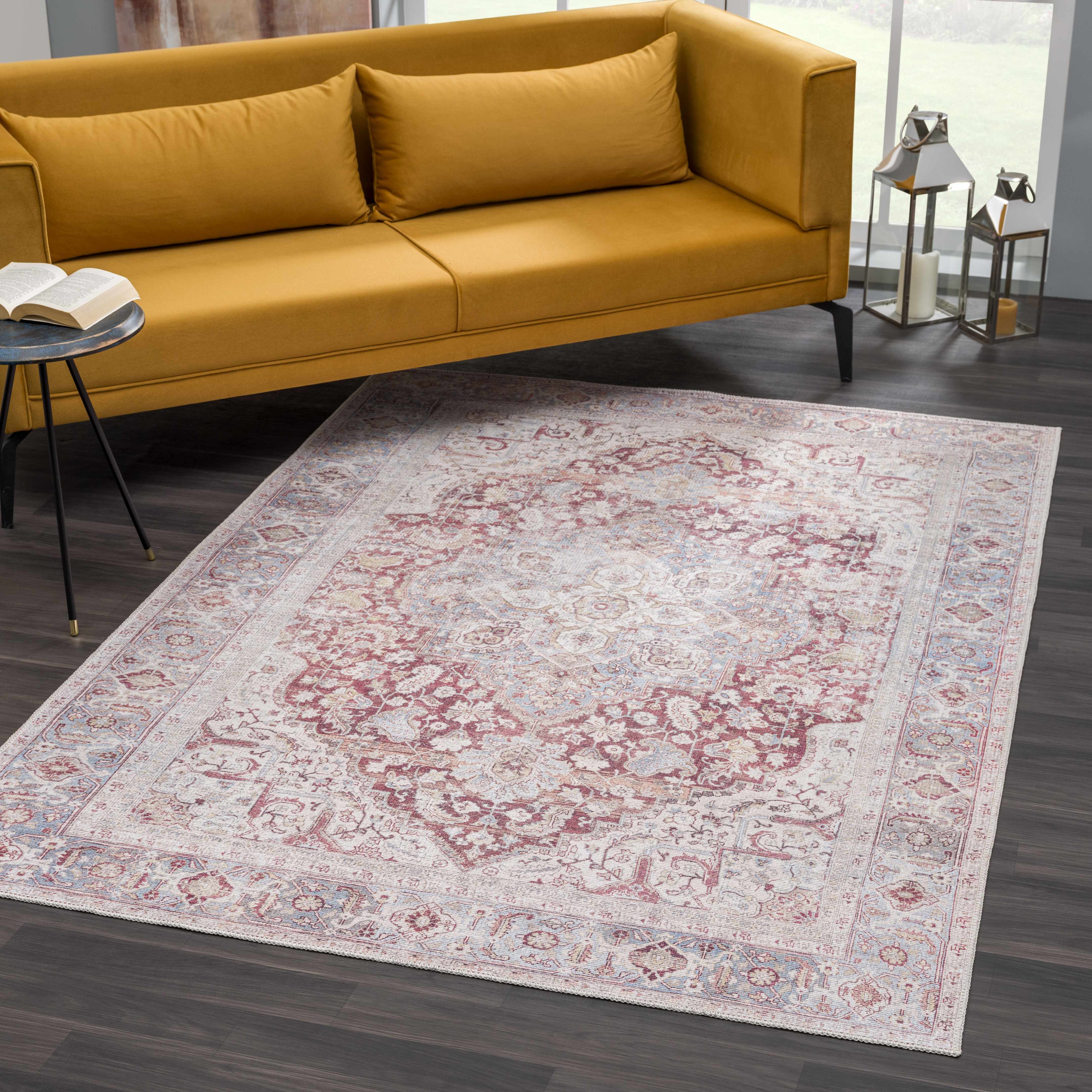 Cream Rust Leeston Washable Rug - Clearance - Image 3