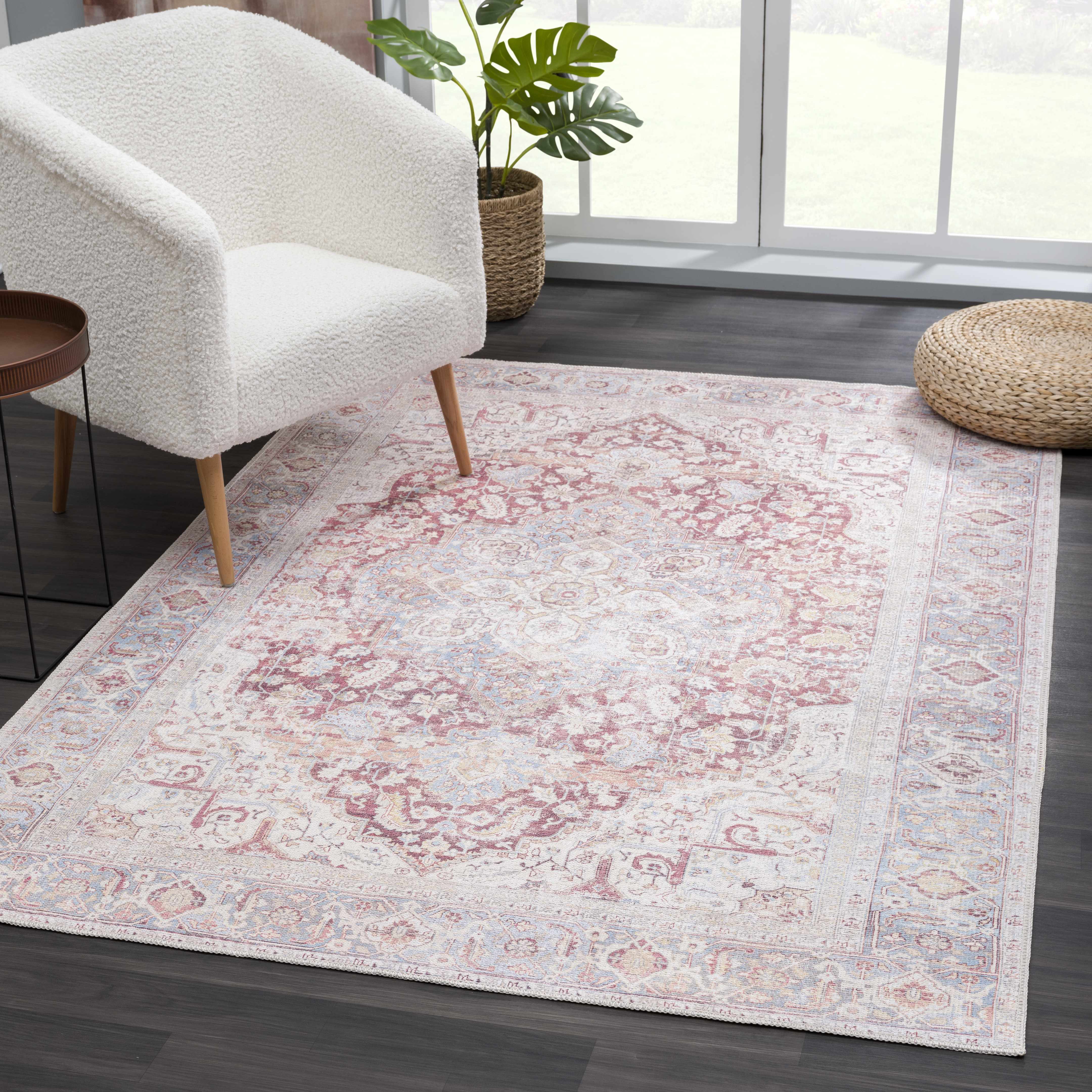 Cream Rust Leeston Washable Rug - Clearance - Image 5
