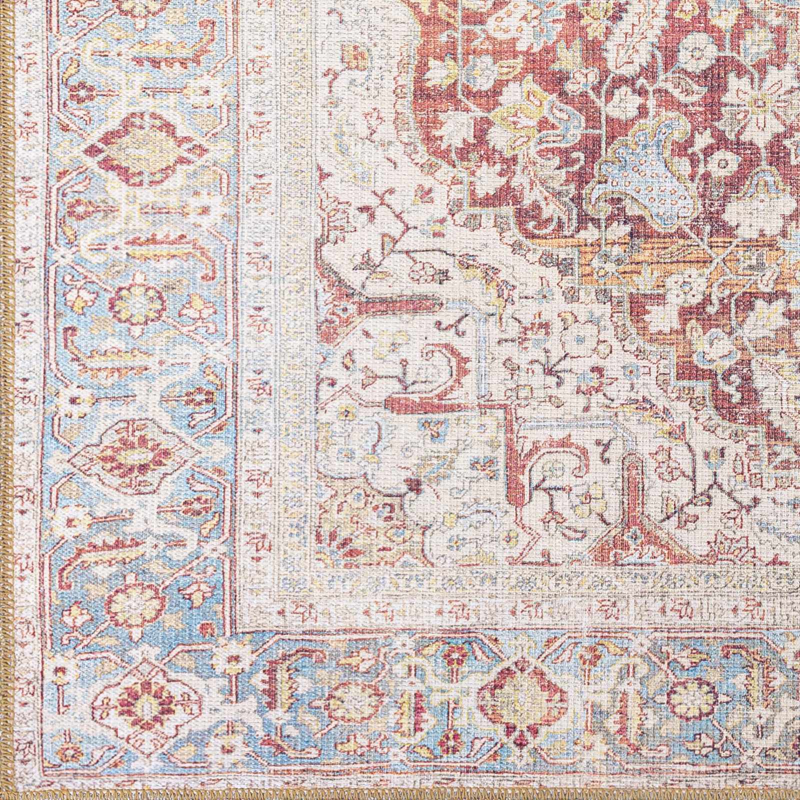 Cream Rust Leeston Washable Rug - Clearance - Image 9