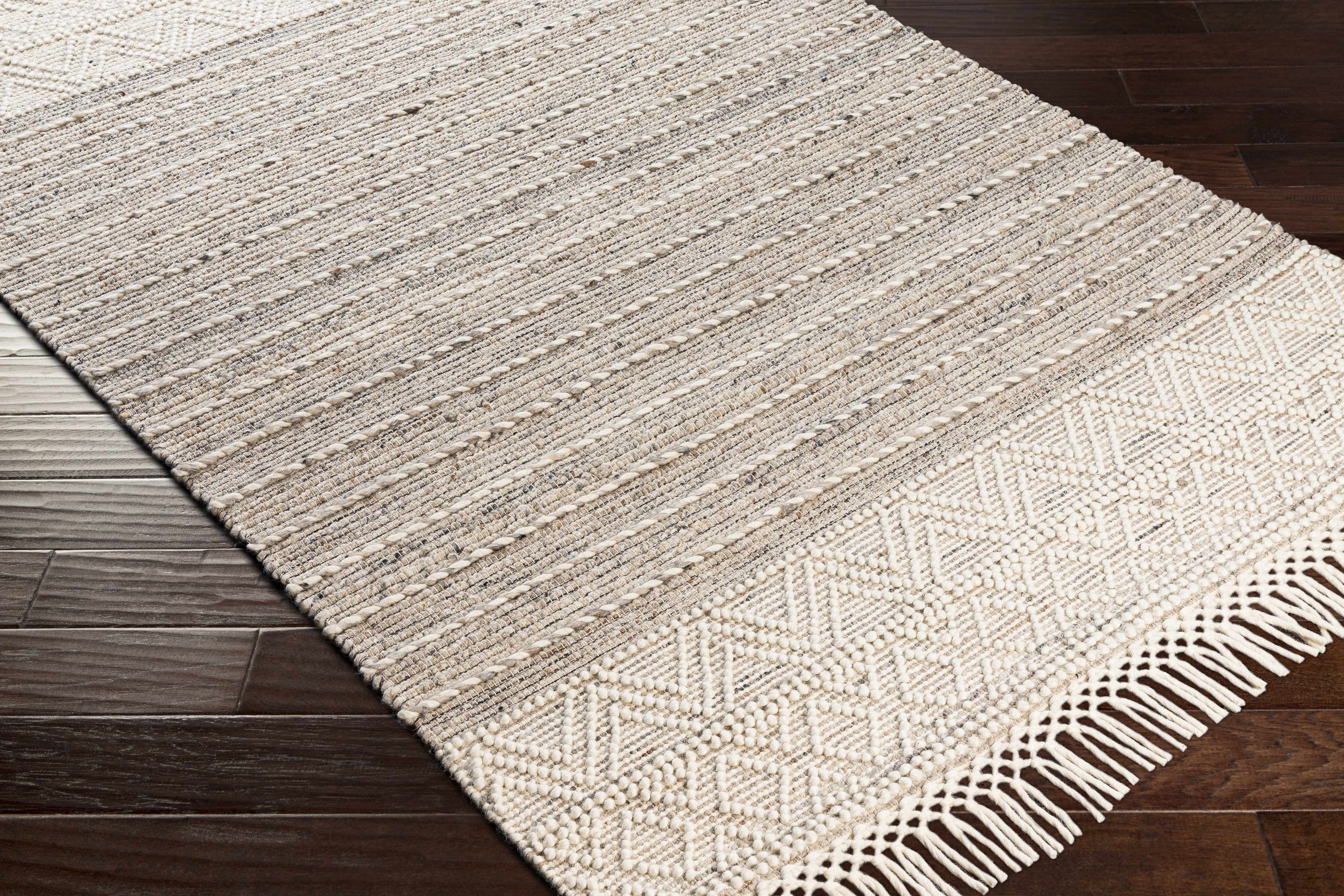 Cream Veruela Wool Blend Braided Tassel Area Rug - Clearance - Image 5