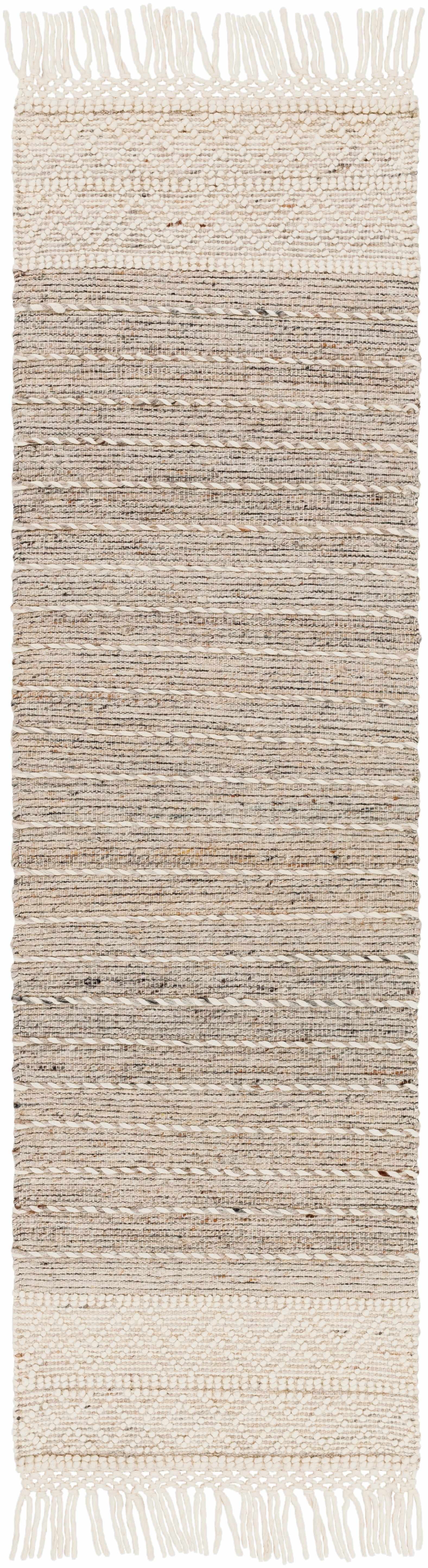 Cream Veruela Wool Blend Braided Tassel Area Rug - Clearance - Image 9