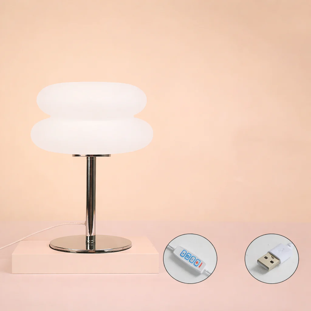 Creamy Style Bedside Table Lamp USB Plug 3 Color Dimmable Living Room Light - Image 7