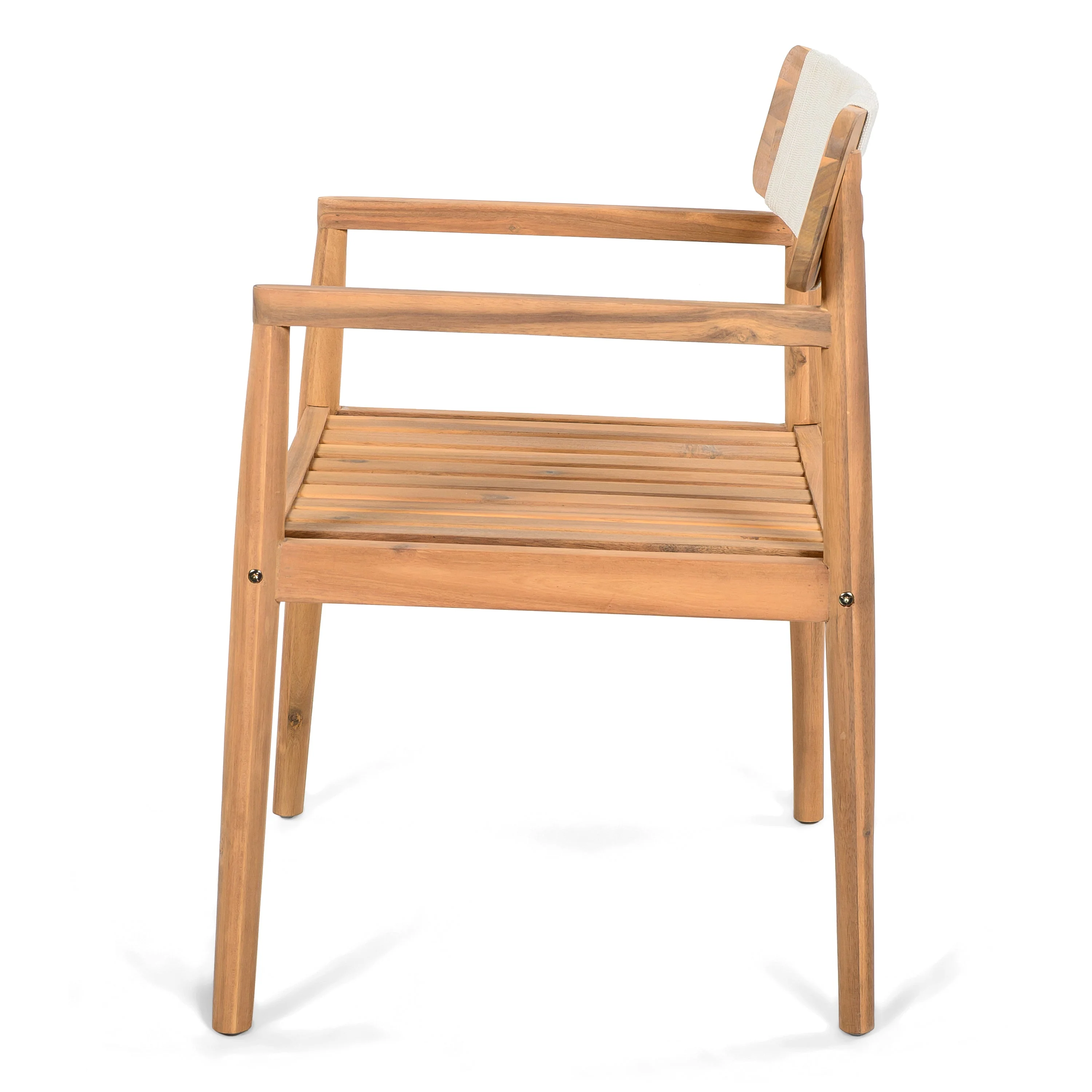 Creative Braided Acacia Wood Outdoor Dining Chairs with Armrests – Set of 2 - Image 11