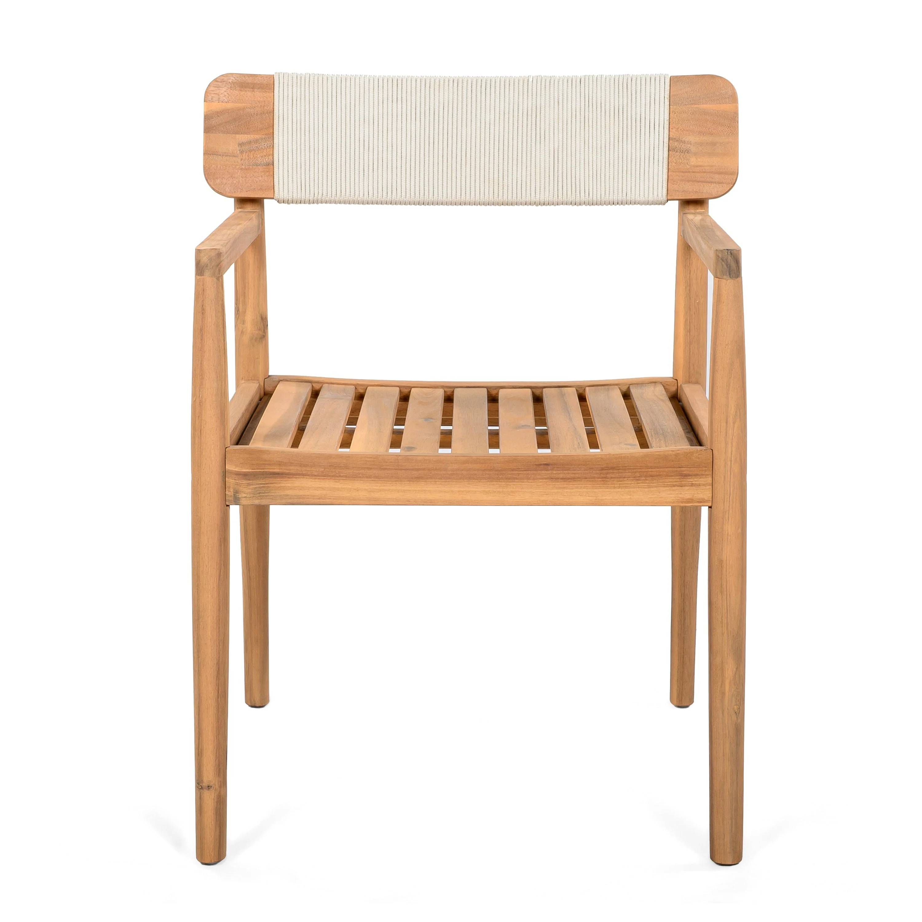 Creative Braided Acacia Wood Outdoor Dining Chairs with Armrests – Set of 2 - Image 13
