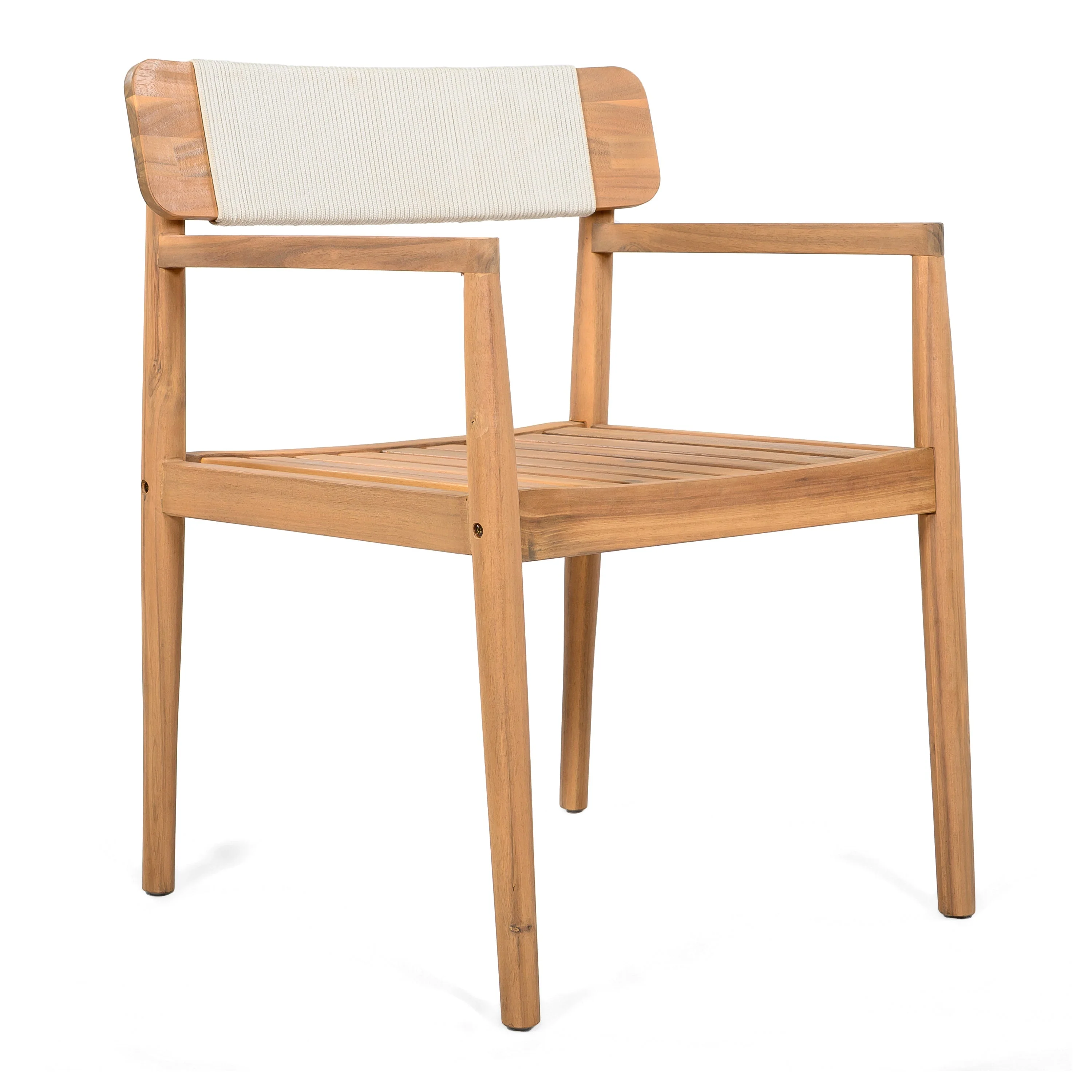 Creative Braided Acacia Wood Outdoor Dining Chairs with Armrests – Set of 2 - Image 8