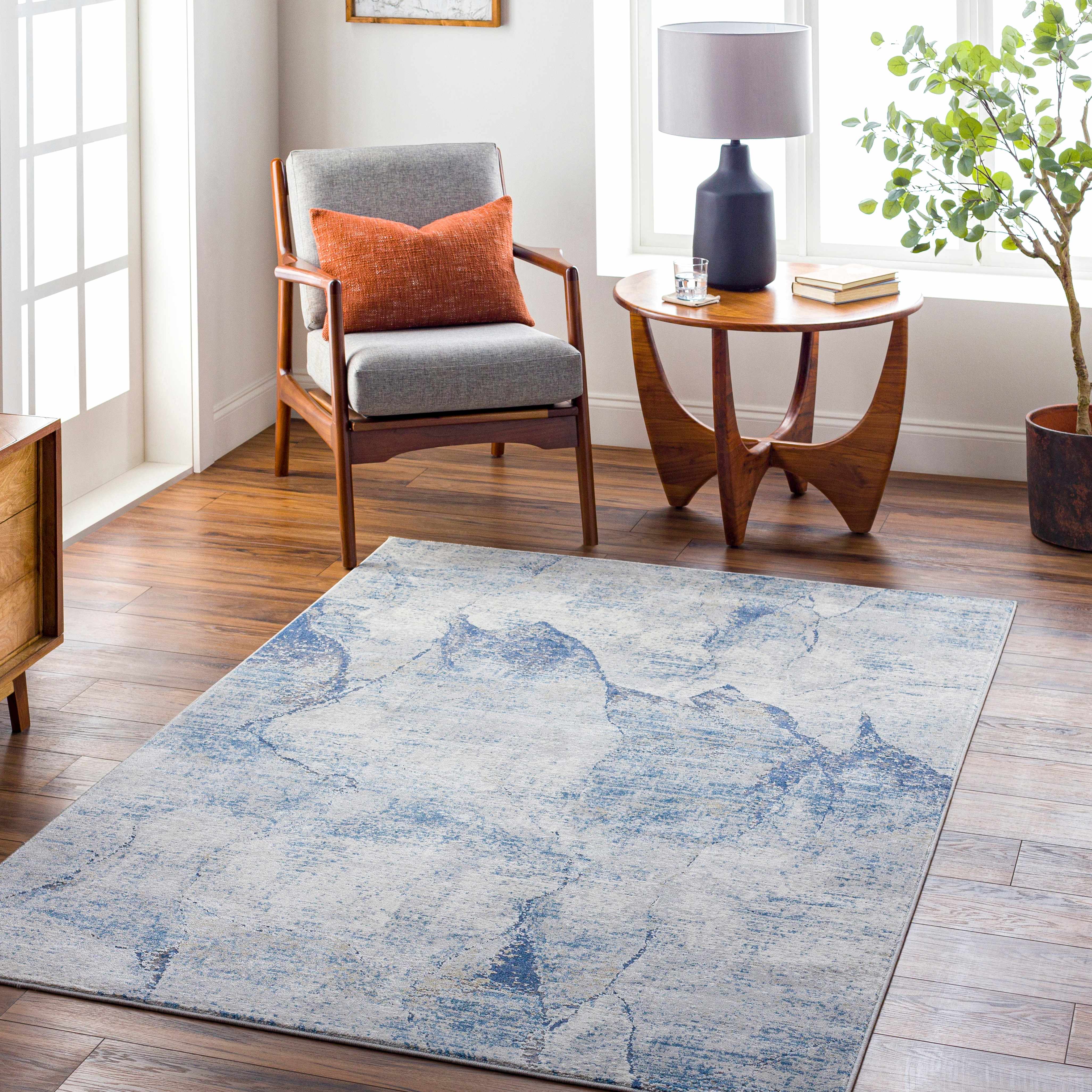 Creighton Blue Marble Textured Luxe Rug - Image 10