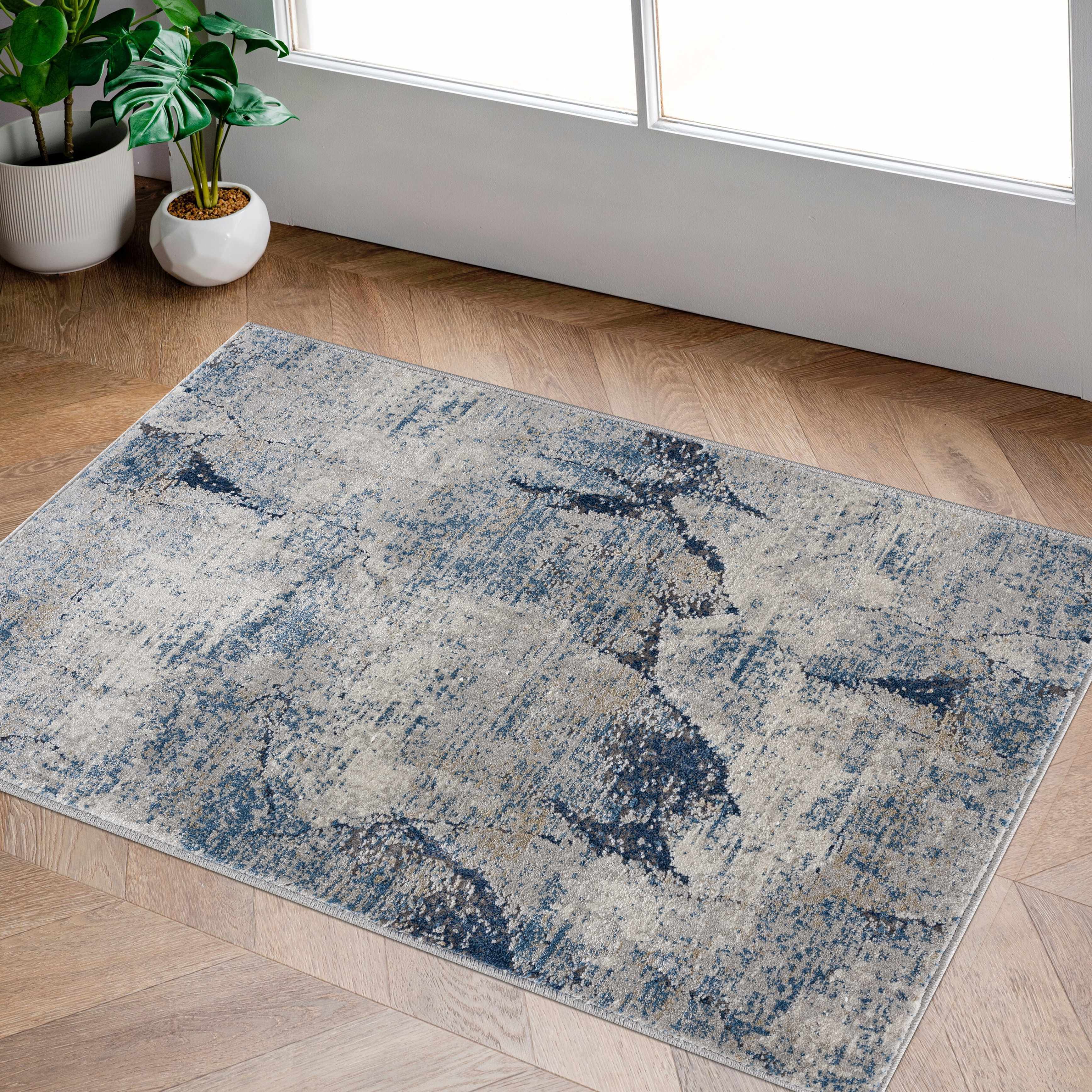 Creighton Blue Marble Textured Luxe Rug - Image 11