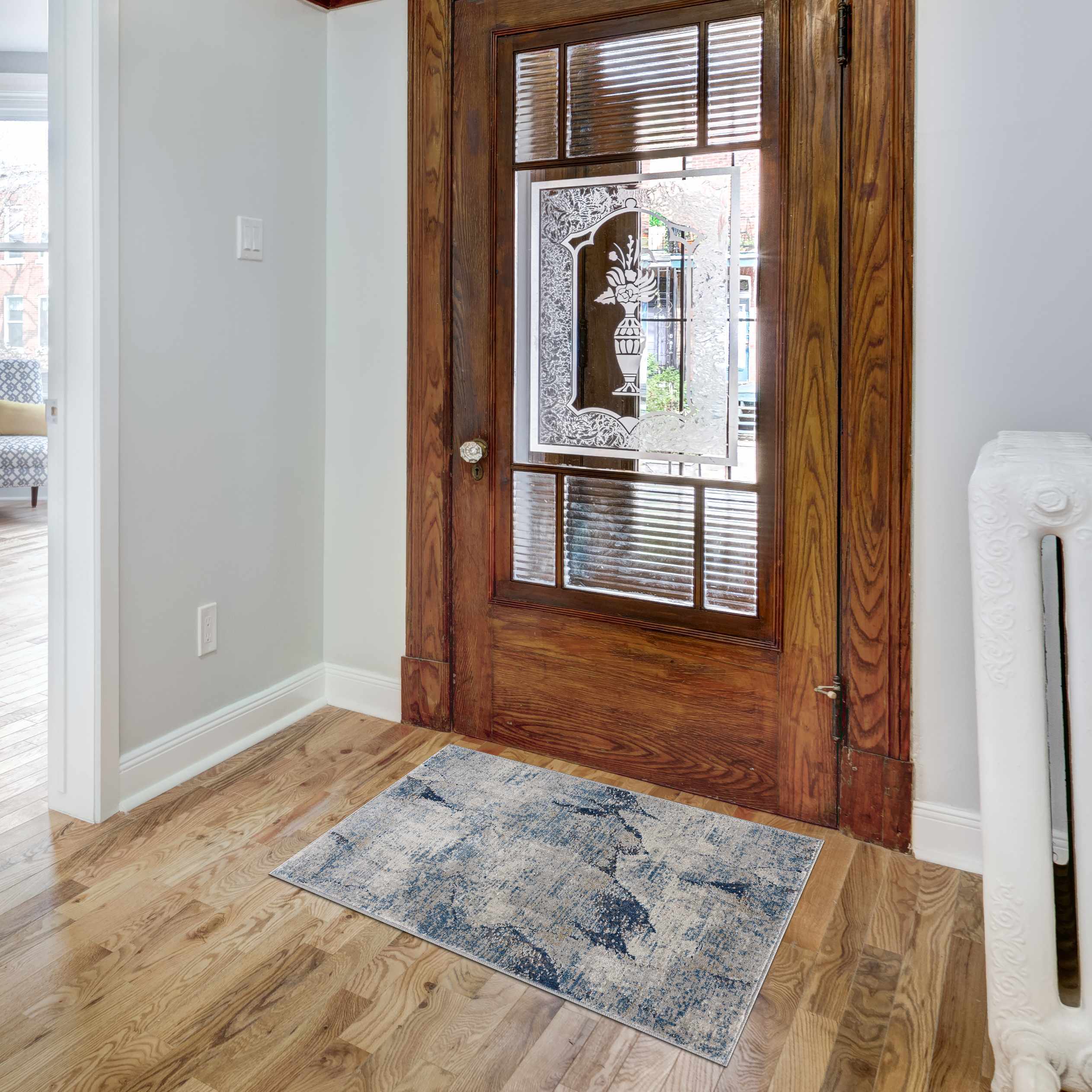 Creighton Blue Marble Textured Luxe Rug - Image 3
