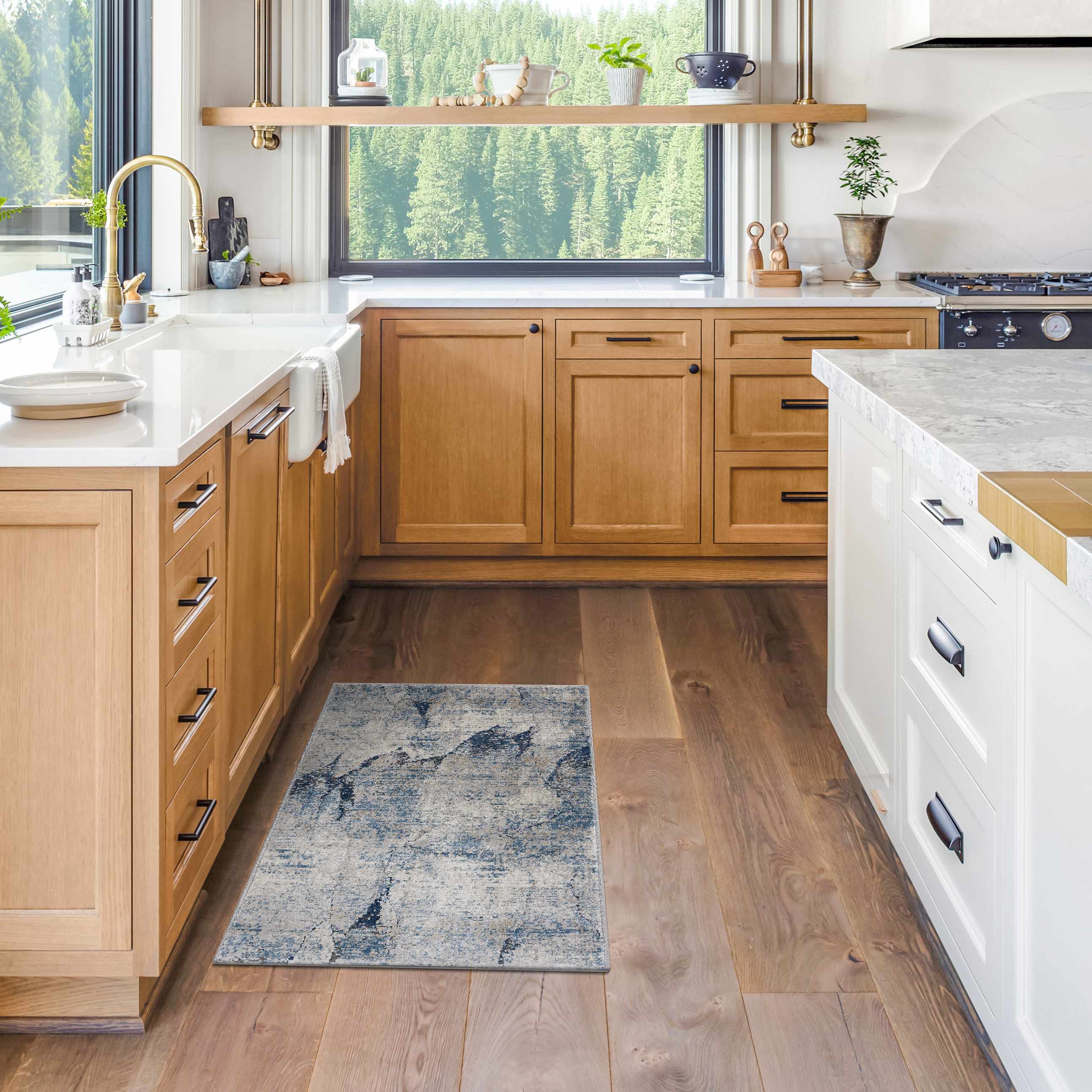 Creighton Blue Marble Textured Luxe Rug - Image 4