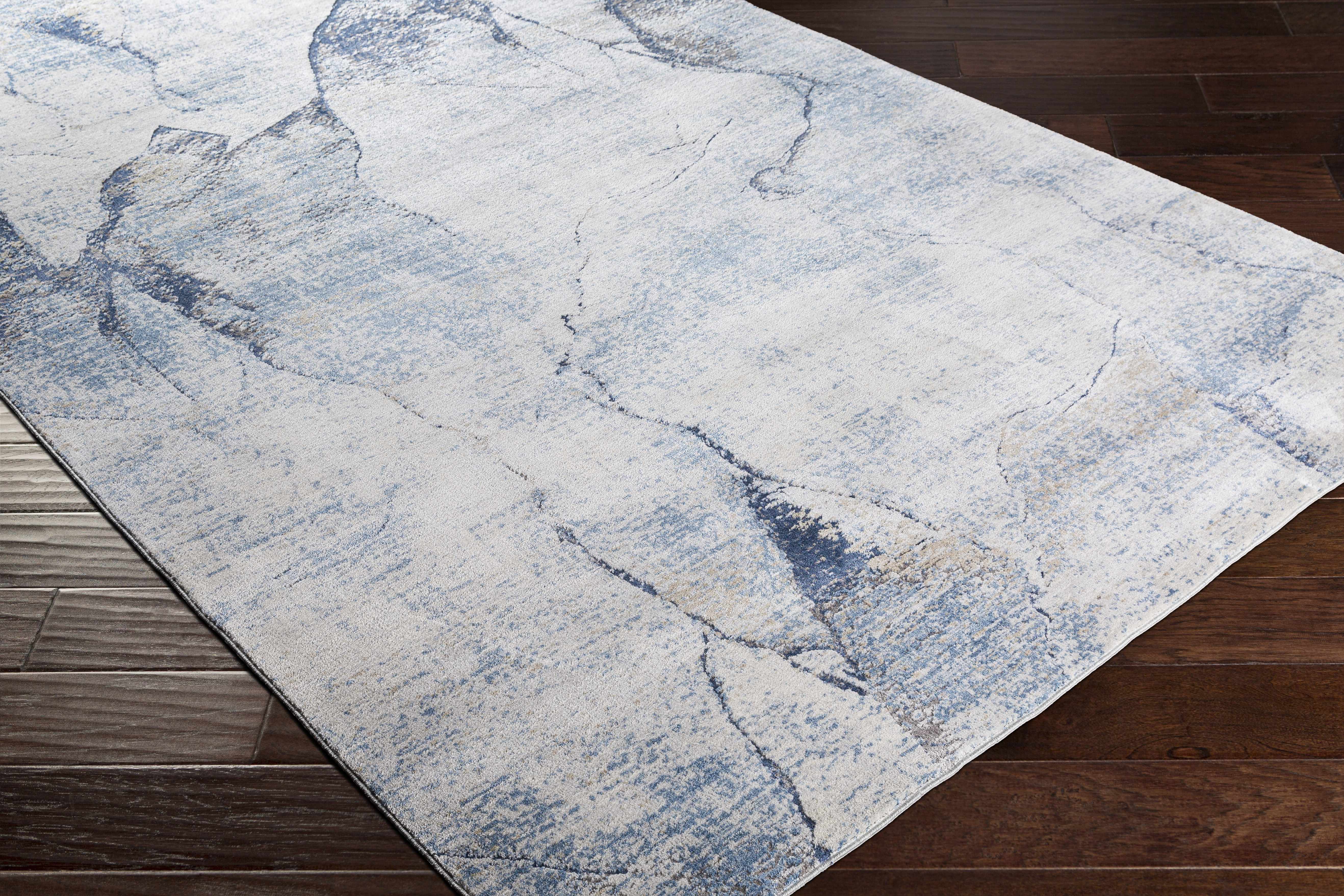 Creighton Blue Marble Textured Luxe Rug - Image 5