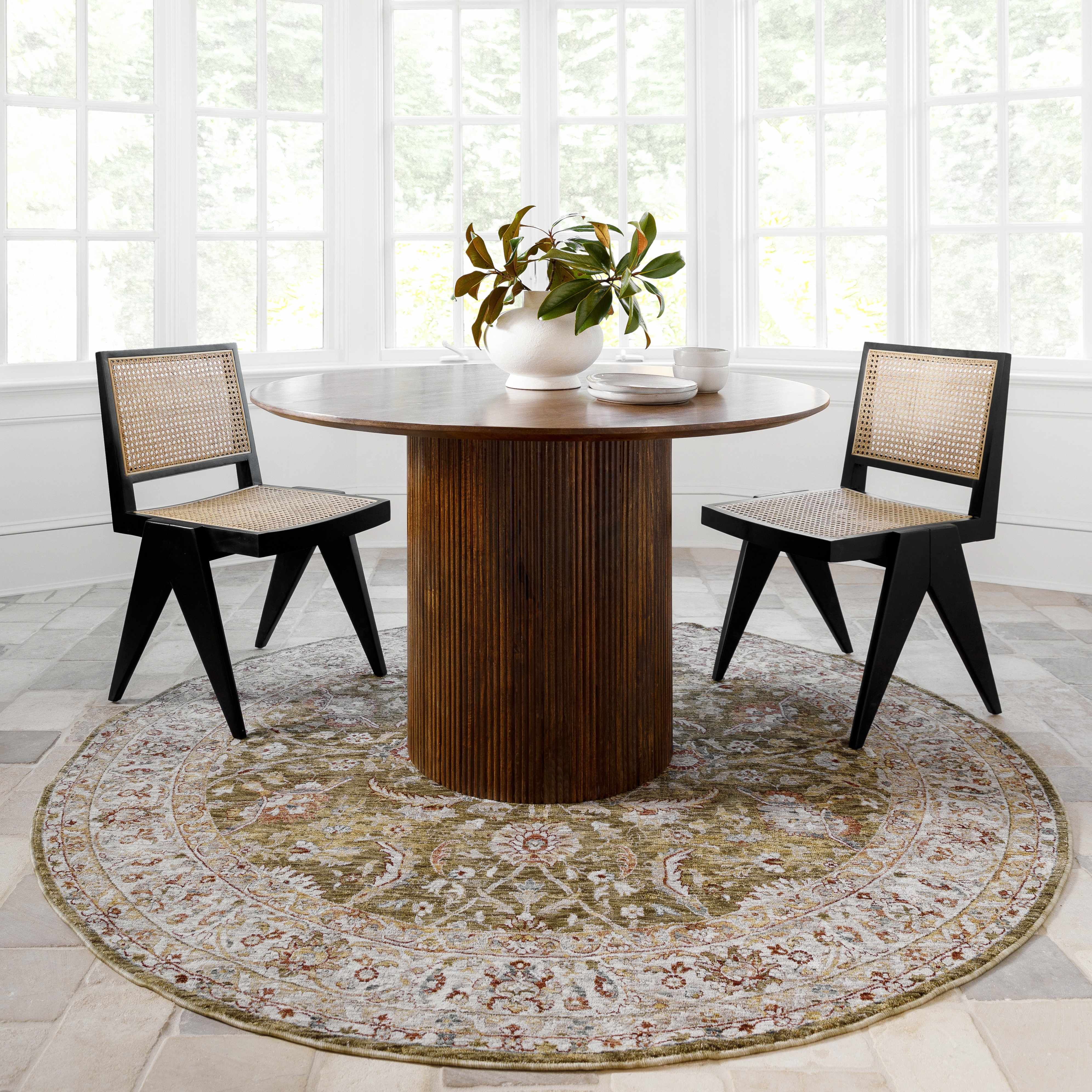 Crescentia Green Textured Rug with Fringes - Image 8
