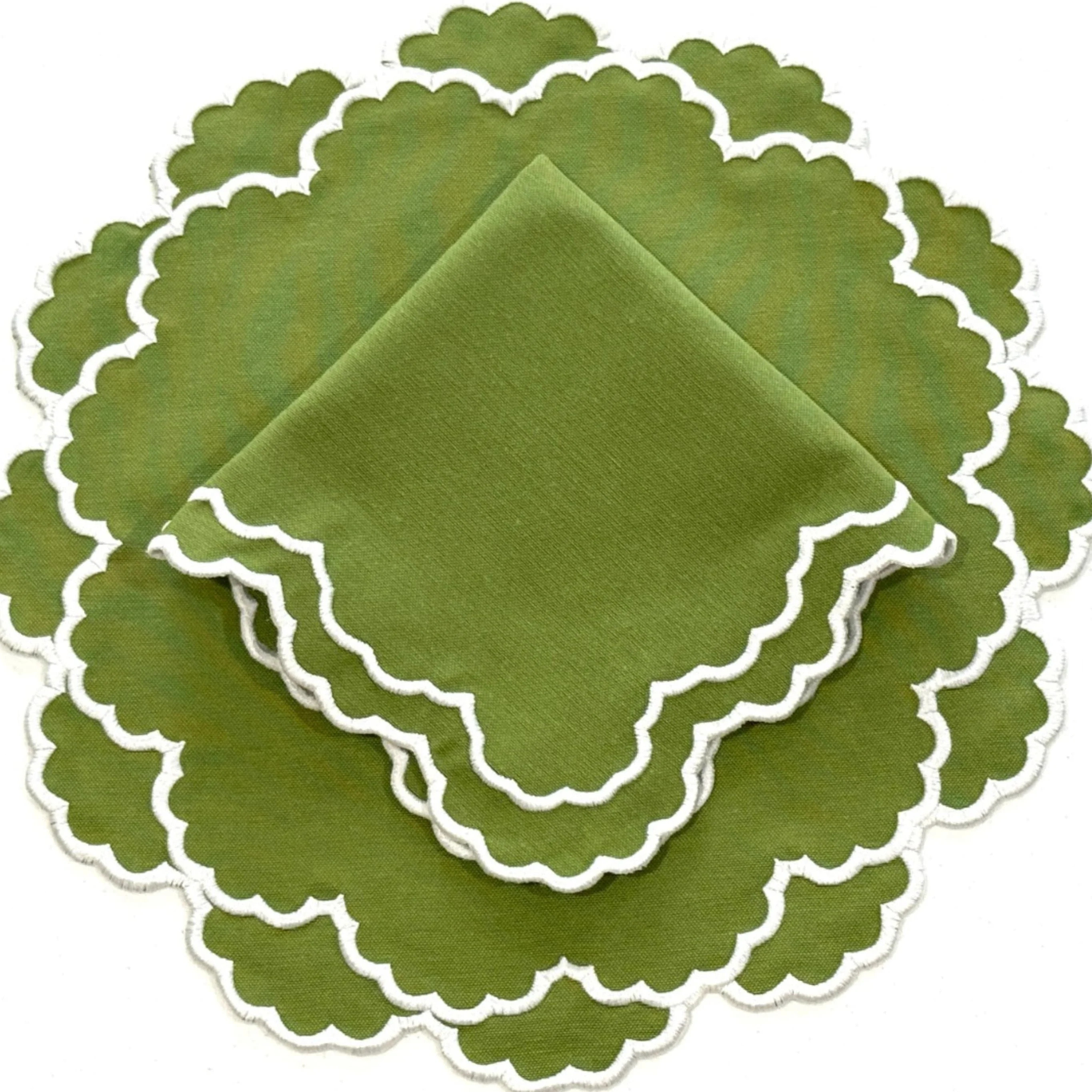 Cressida Green Round Fabric Placemat & Napkin Set - Image 2