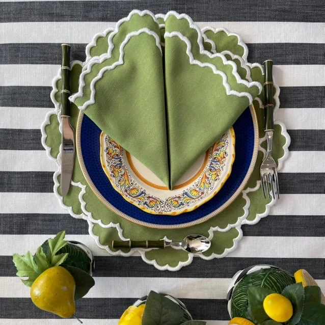 Cressida Green Round Fabric Placemat & Napkin Set - Image 5