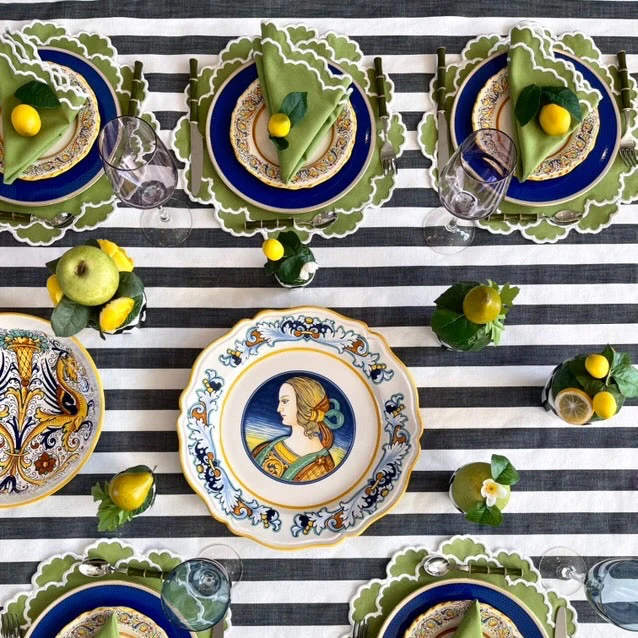 Cressida Green Round Fabric Placemat & Napkin Set - Image 6