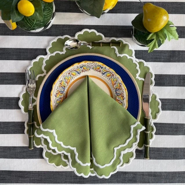 Cressida Green Round Fabric Placemat & Napkin Set - Image 7