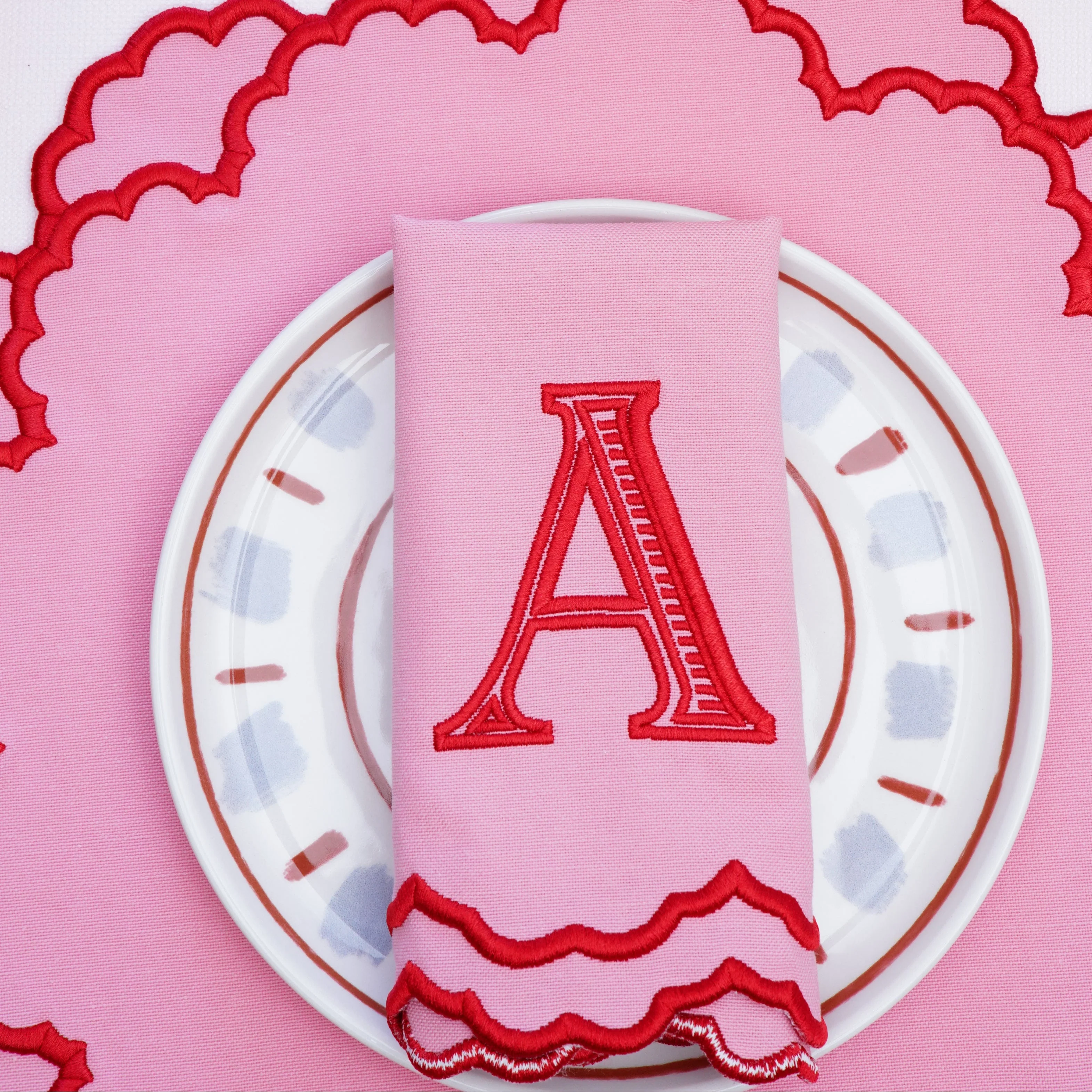 CRESSIDA PINK ROUND FABRIC PLACEMAT & NAPKIN SET - Image 5