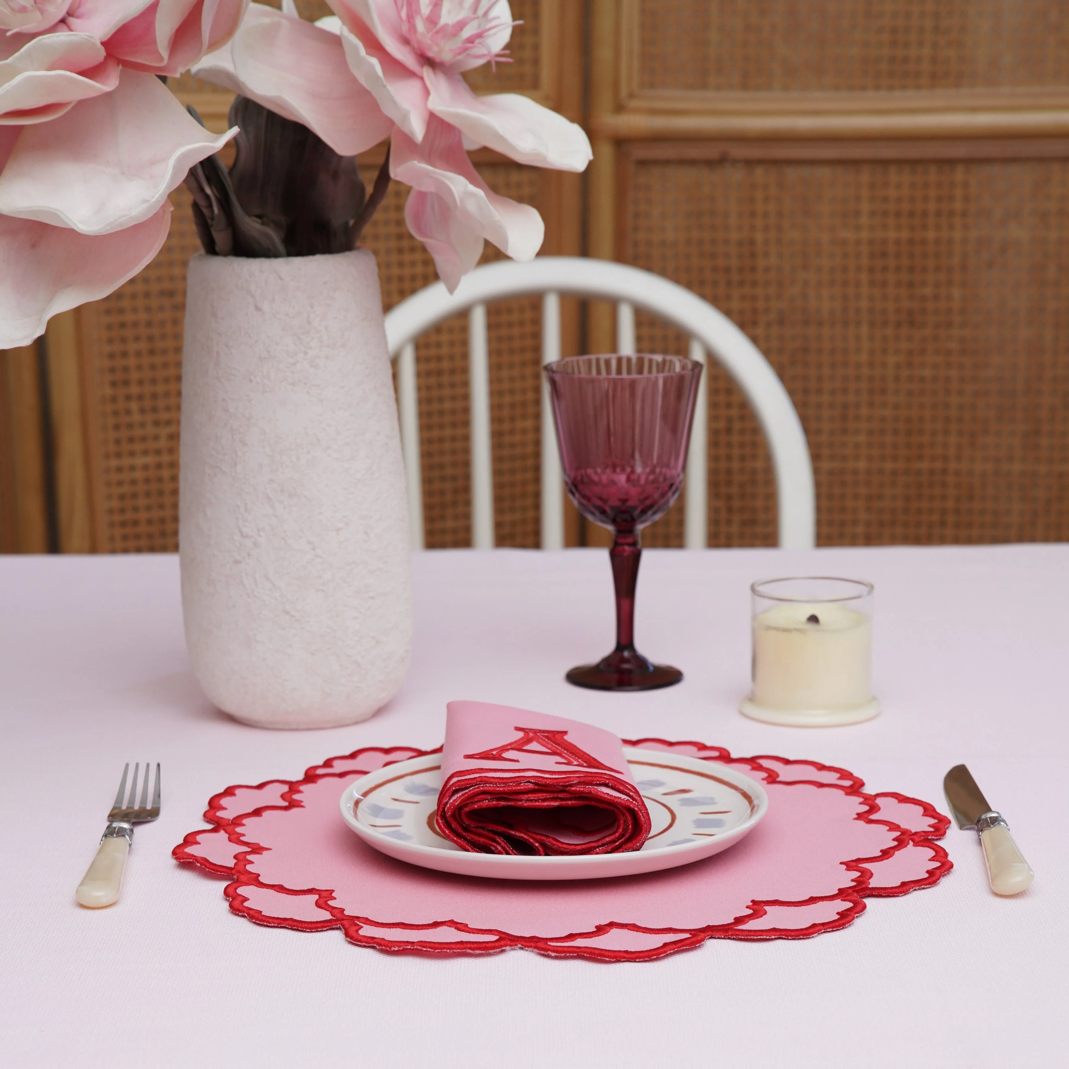 CRESSIDA PINK ROUND FABRIC PLACEMAT & NAPKIN SET - Image 8
