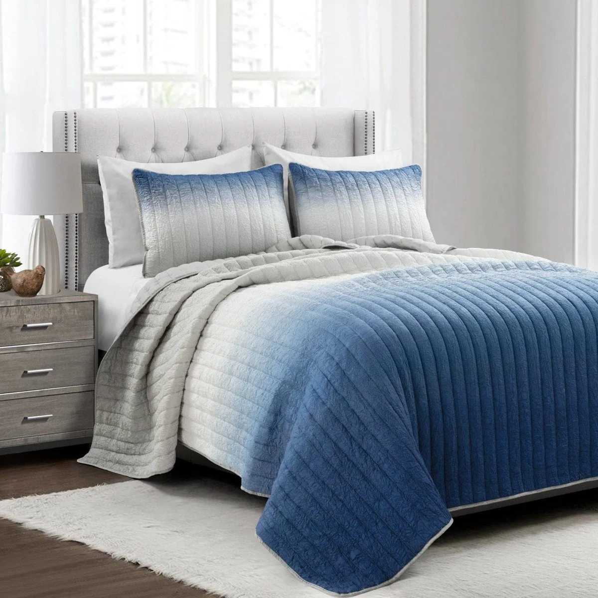 Crinkle Ombre Oversized Quilt 3 Piece Set - Image 2