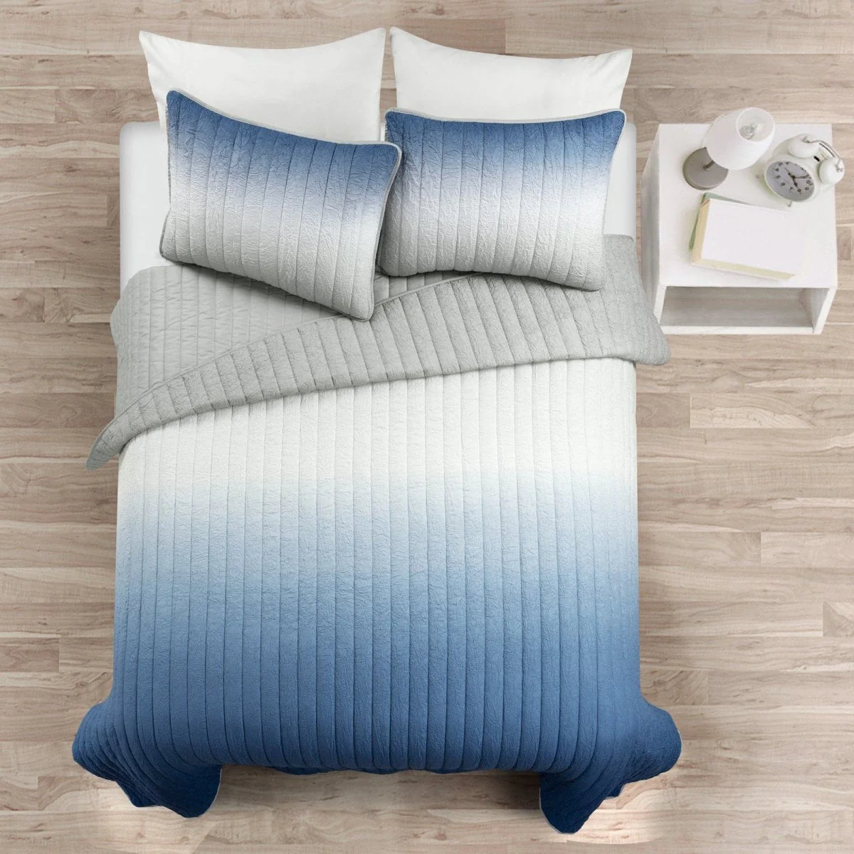 Crinkle Ombre Oversized Quilt 3 Piece Set - Image 3