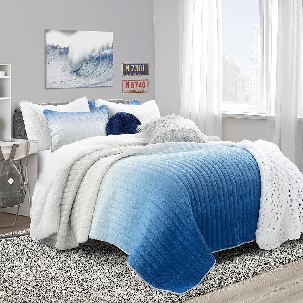 Crinkle Ombre Oversized Quilt 3 Piece Set - Image 4