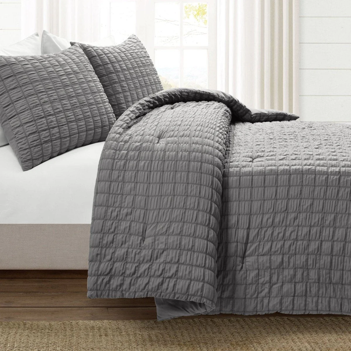 Crinkle Textured Dobby Comforter Set - Image 11
