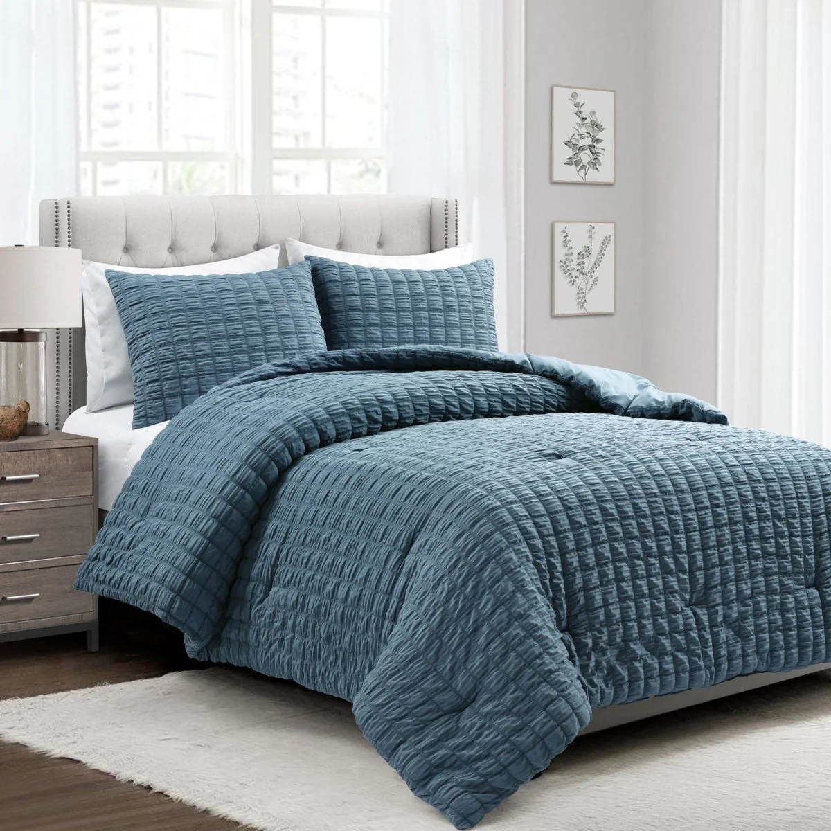 Crinkle Textured Dobby Comforter Set - Image 2