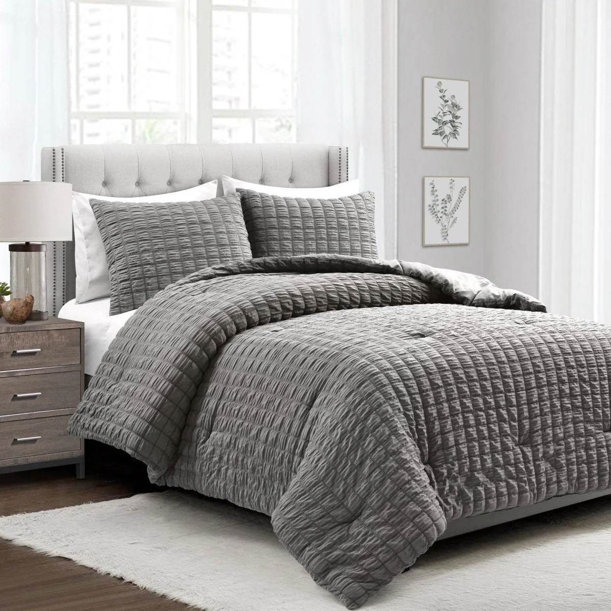 Crinkle Textured Dobby Comforter Set - Image 3