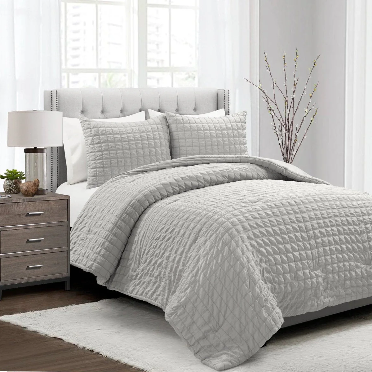 Crinkle Textured Dobby Comforter Set - Image 41