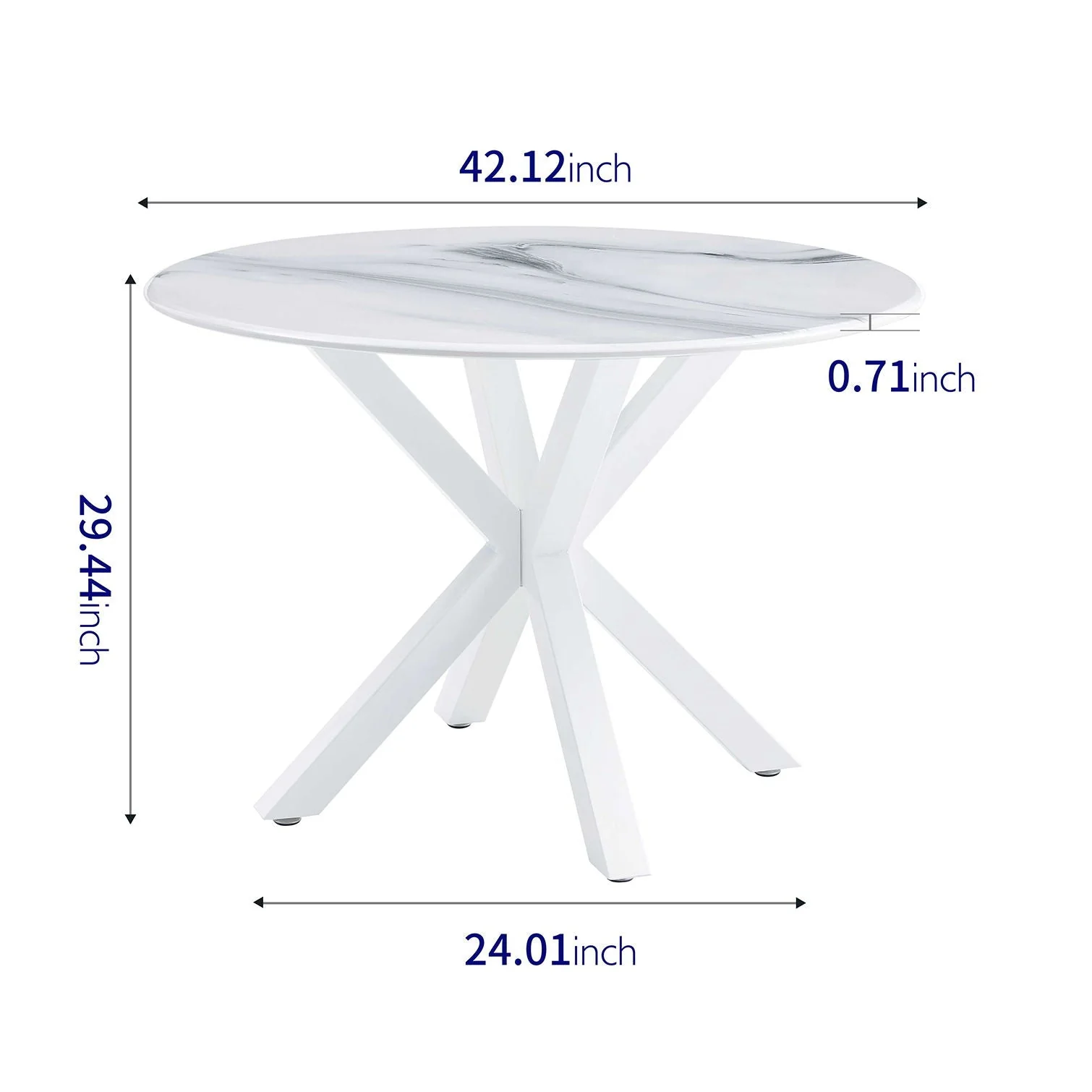 Cross Leg Dining Table With Round Top, For 4 - 6 People - White - Image 2