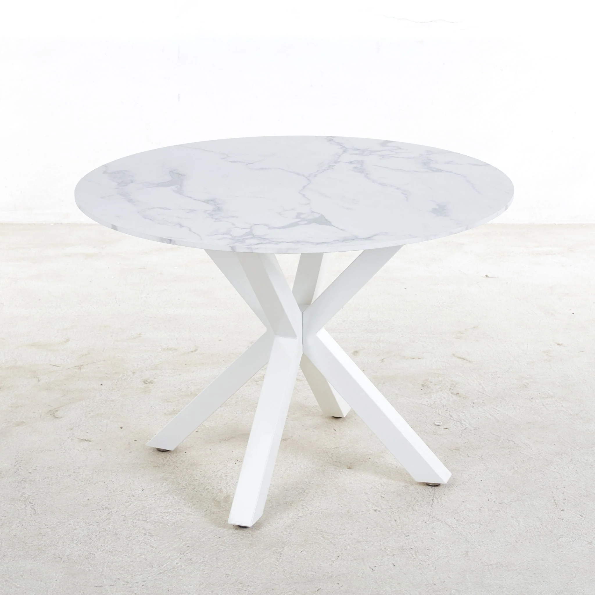 Cross Leg Dining Table With Round Top, For 4 - 6 People - White - Image 3