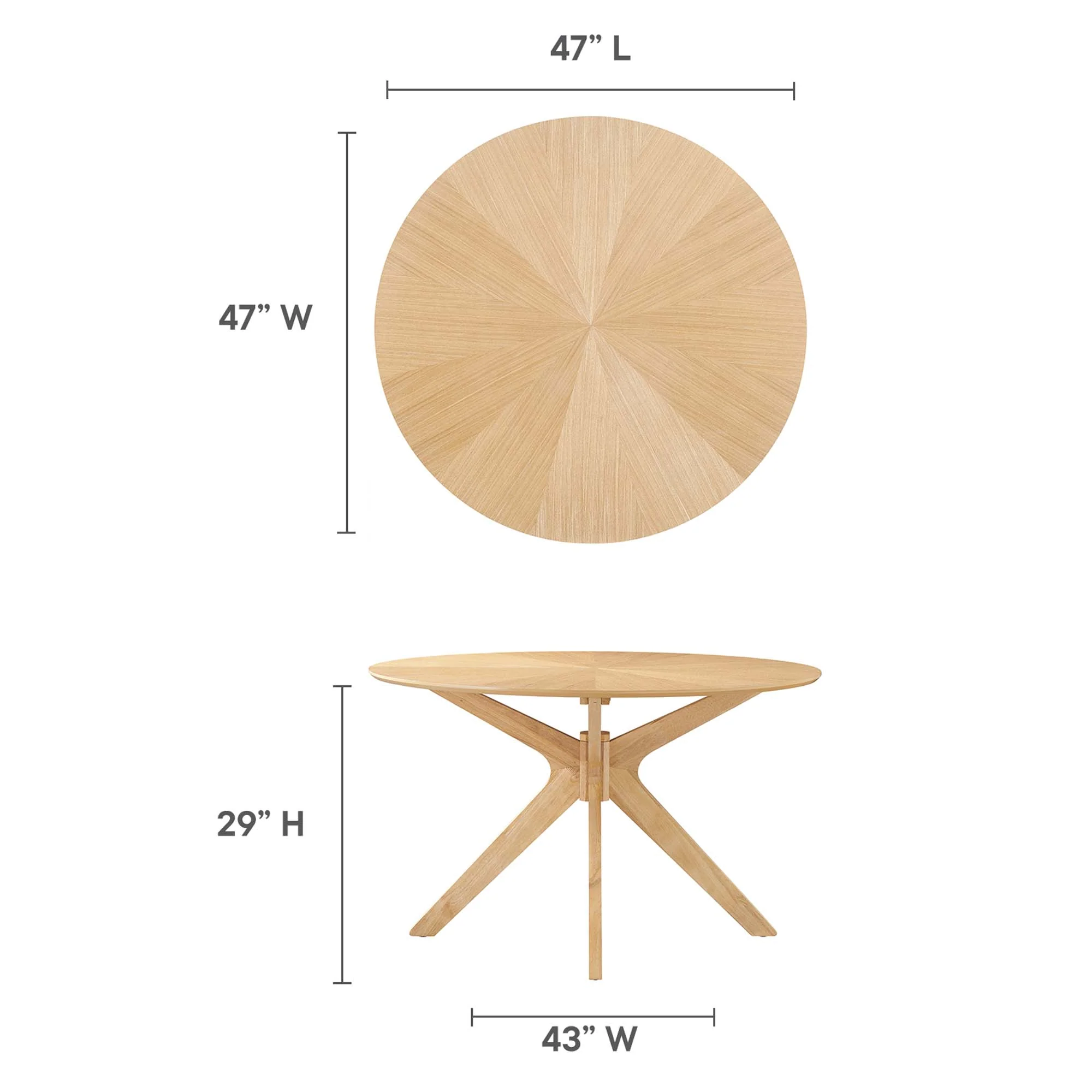 Crossroads 47" Round Wood Dining Table by Modway - Image 18