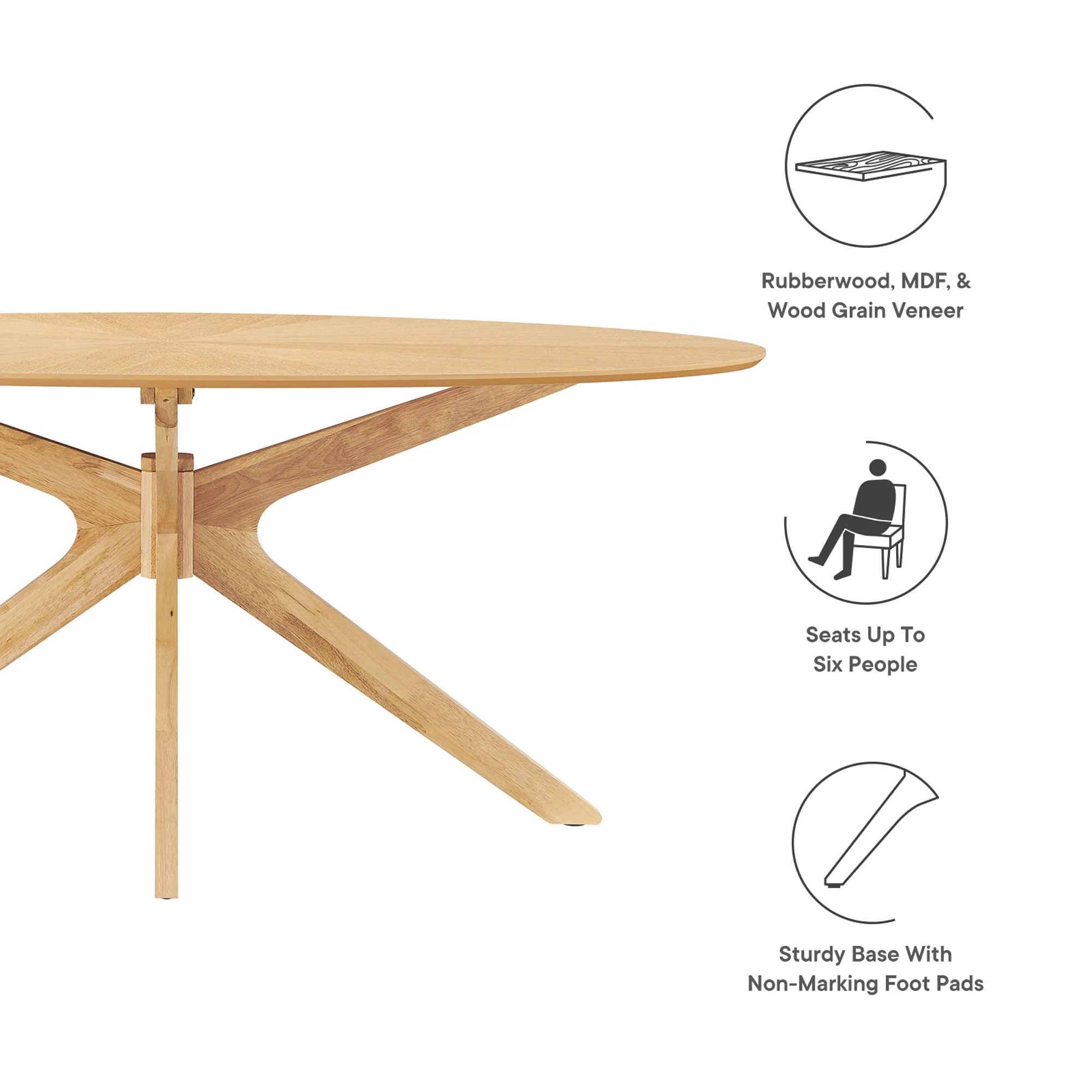 Crossroads 71" Oval Wood Dining Table by Modway - Image 16