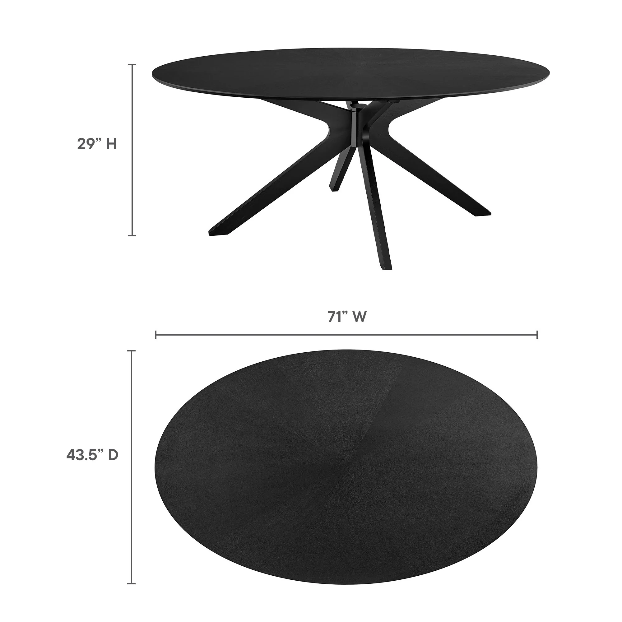 Crossroads 71" Oval Wood Dining Table by Modway - Image 17
