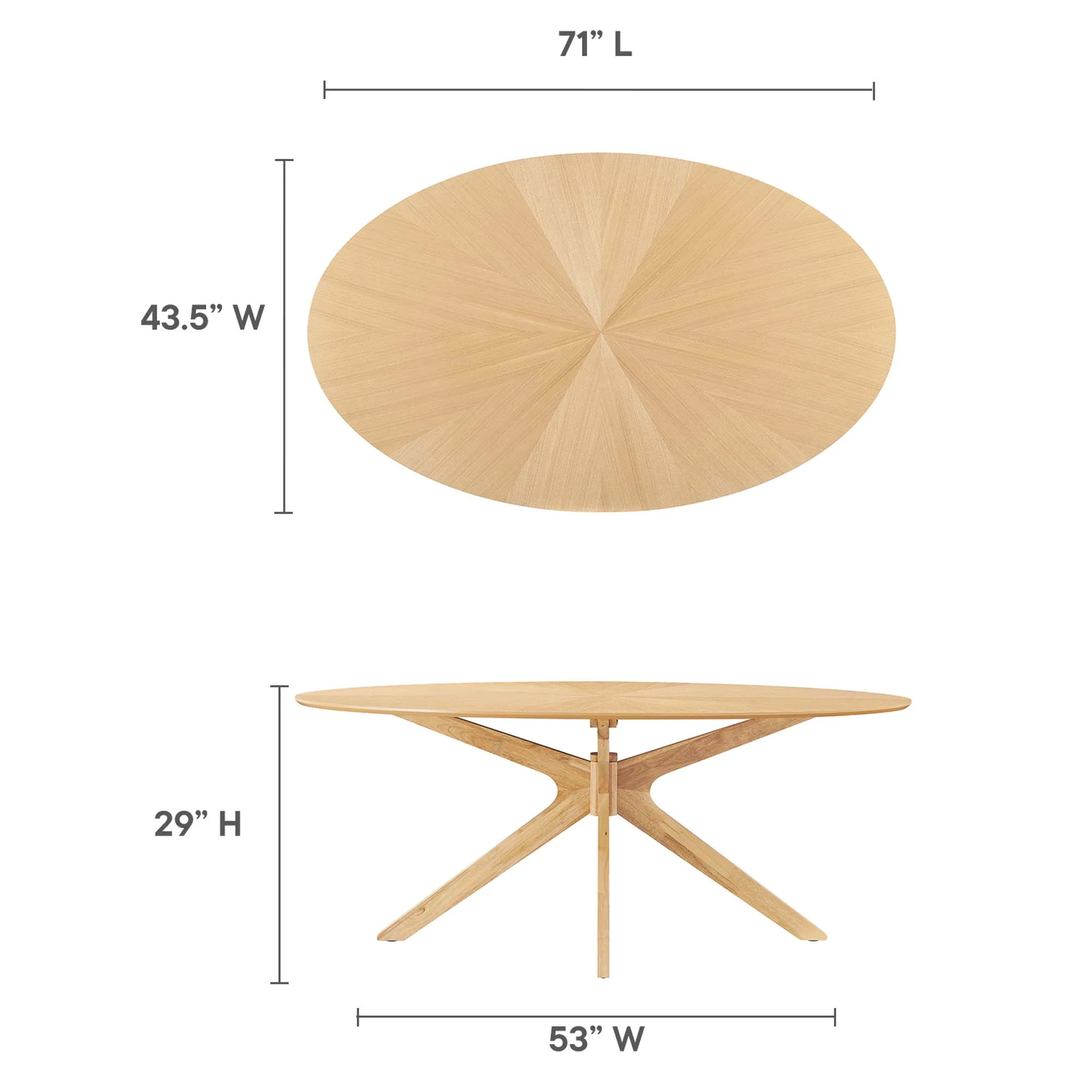 Crossroads 71" Oval Wood Dining Table by Modway - Image 18