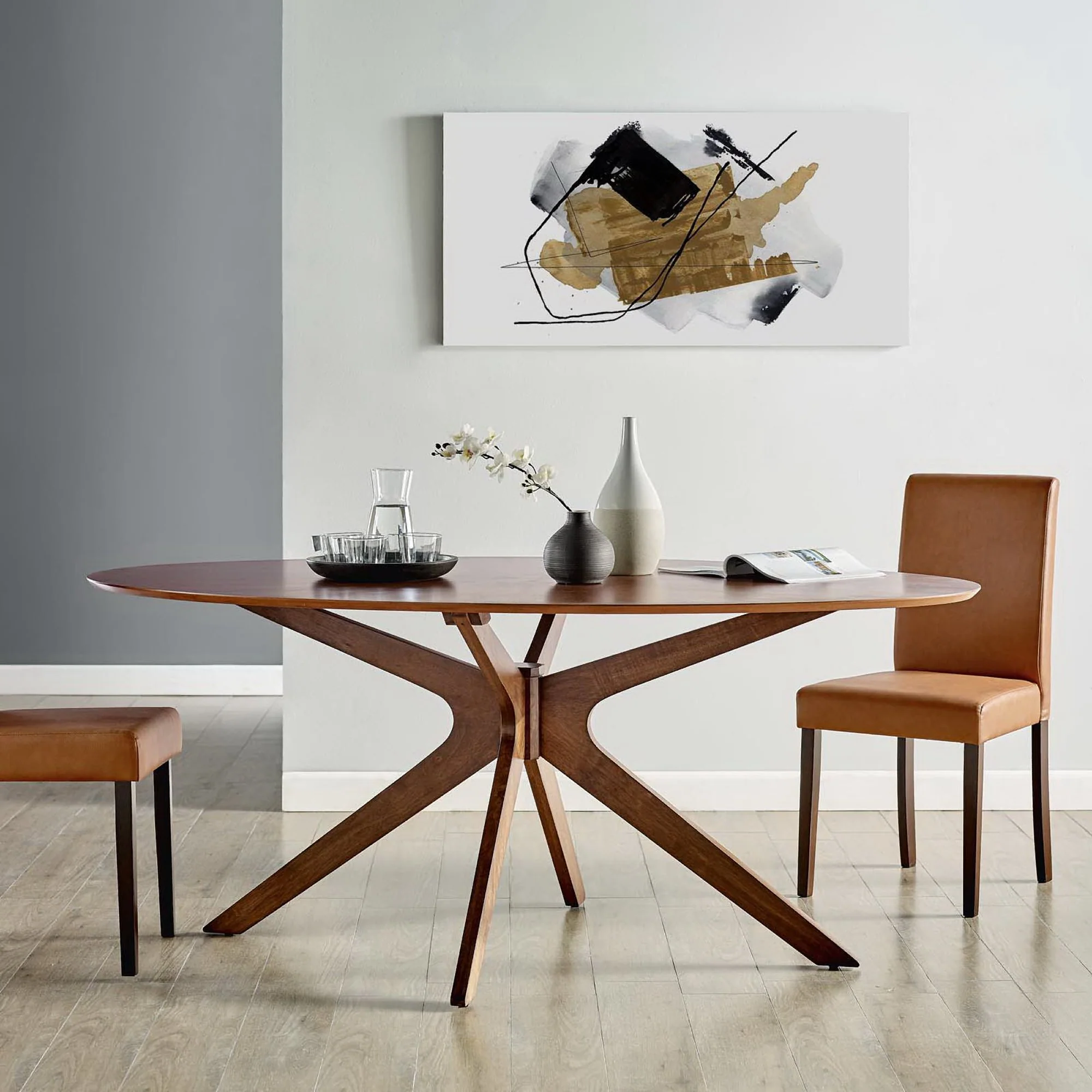 Crossroads 71" Oval Wood Dining Table by Modway - Image 7