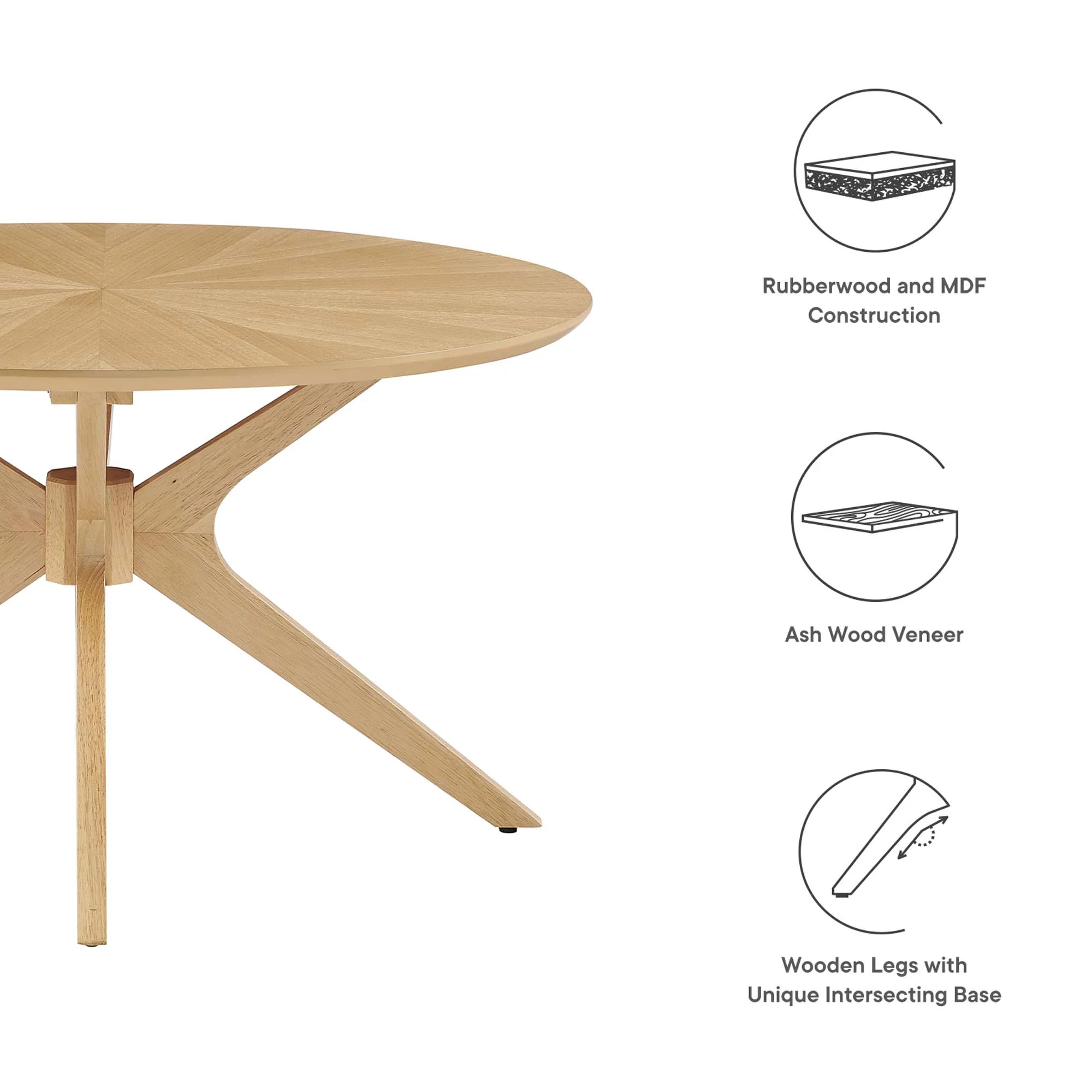 Crossroads Round Wood Coffee Table by Modway - Image 16