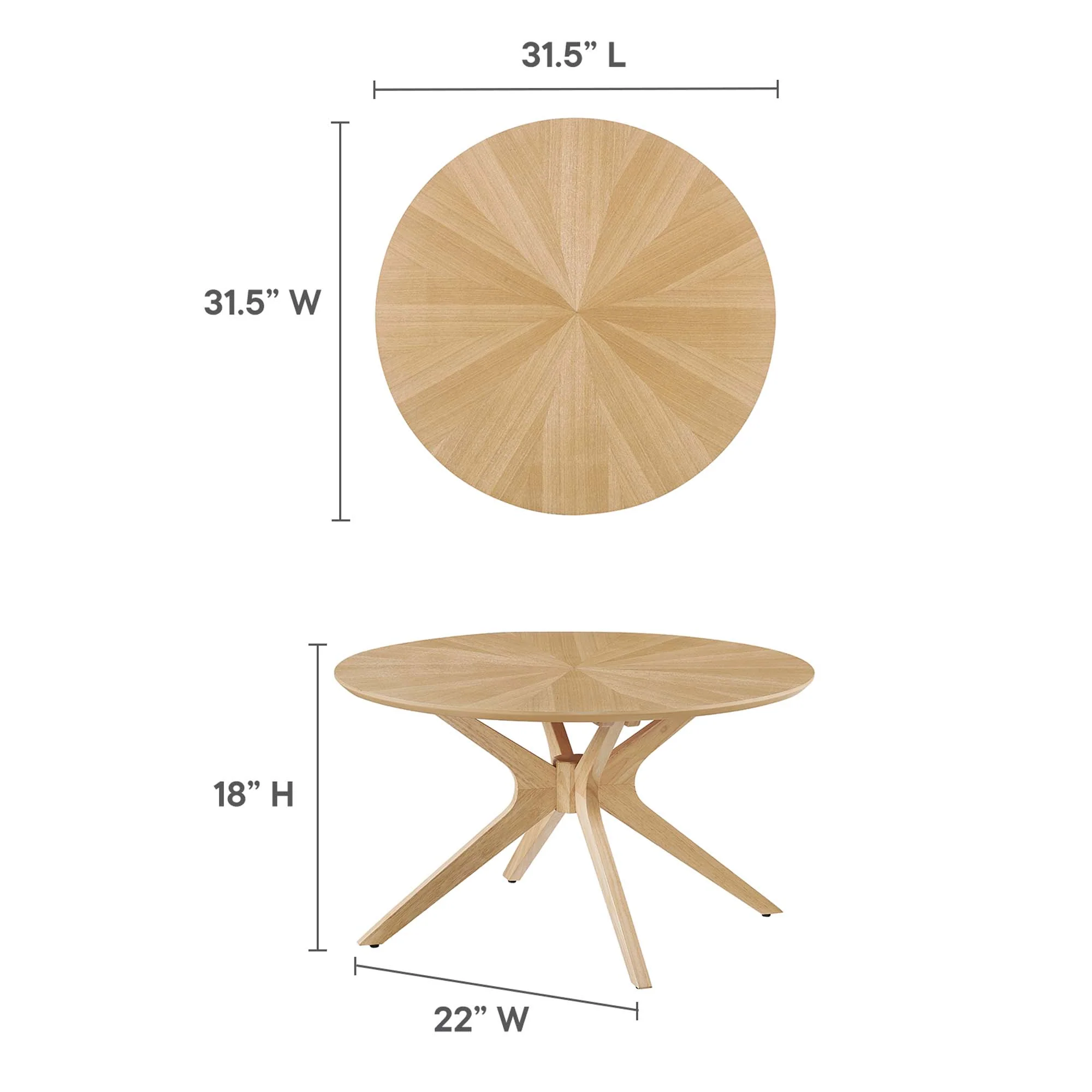 Crossroads Round Wood Coffee Table by Modway - Image 18