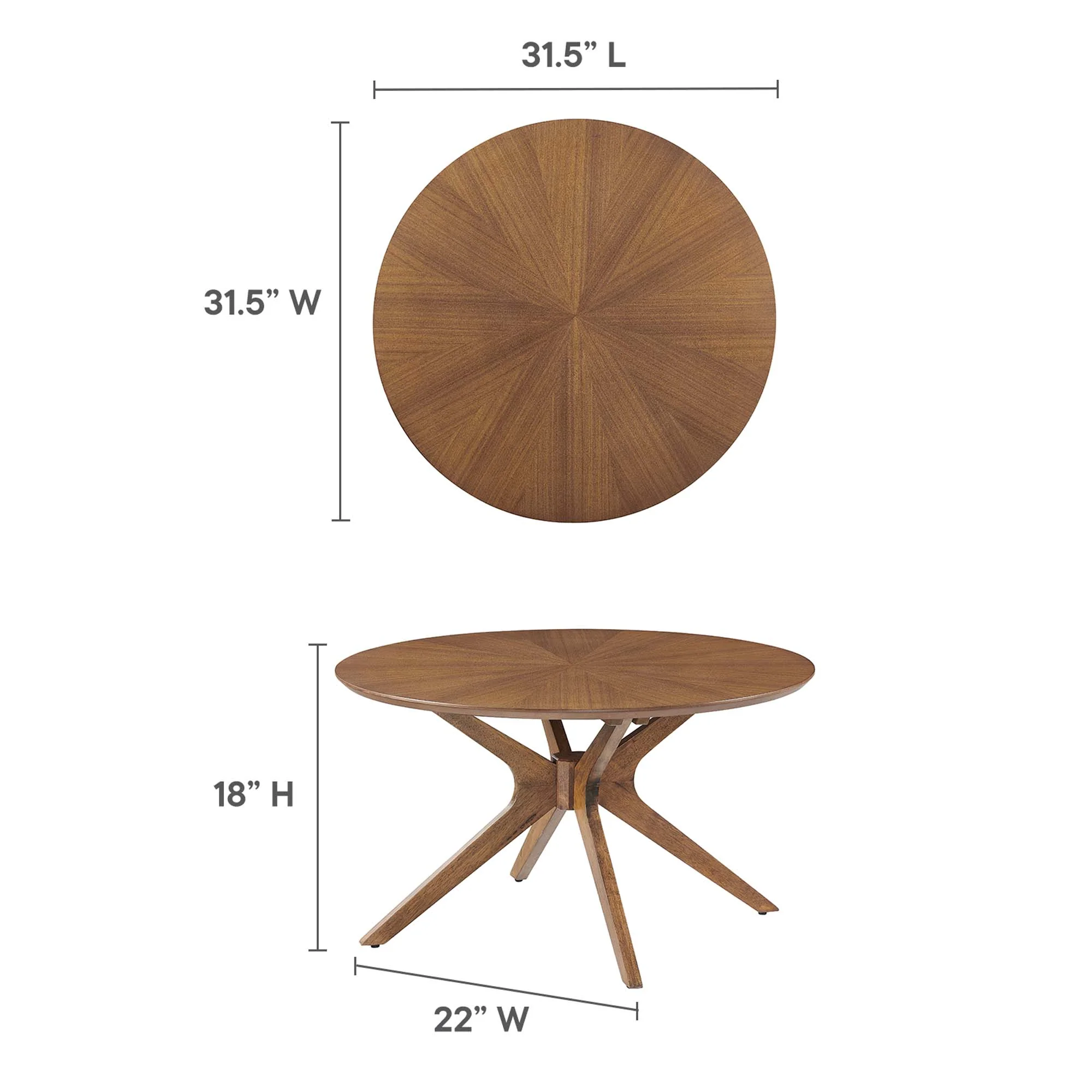 Crossroads Round Wood Coffee Table by Modway - Image 2
